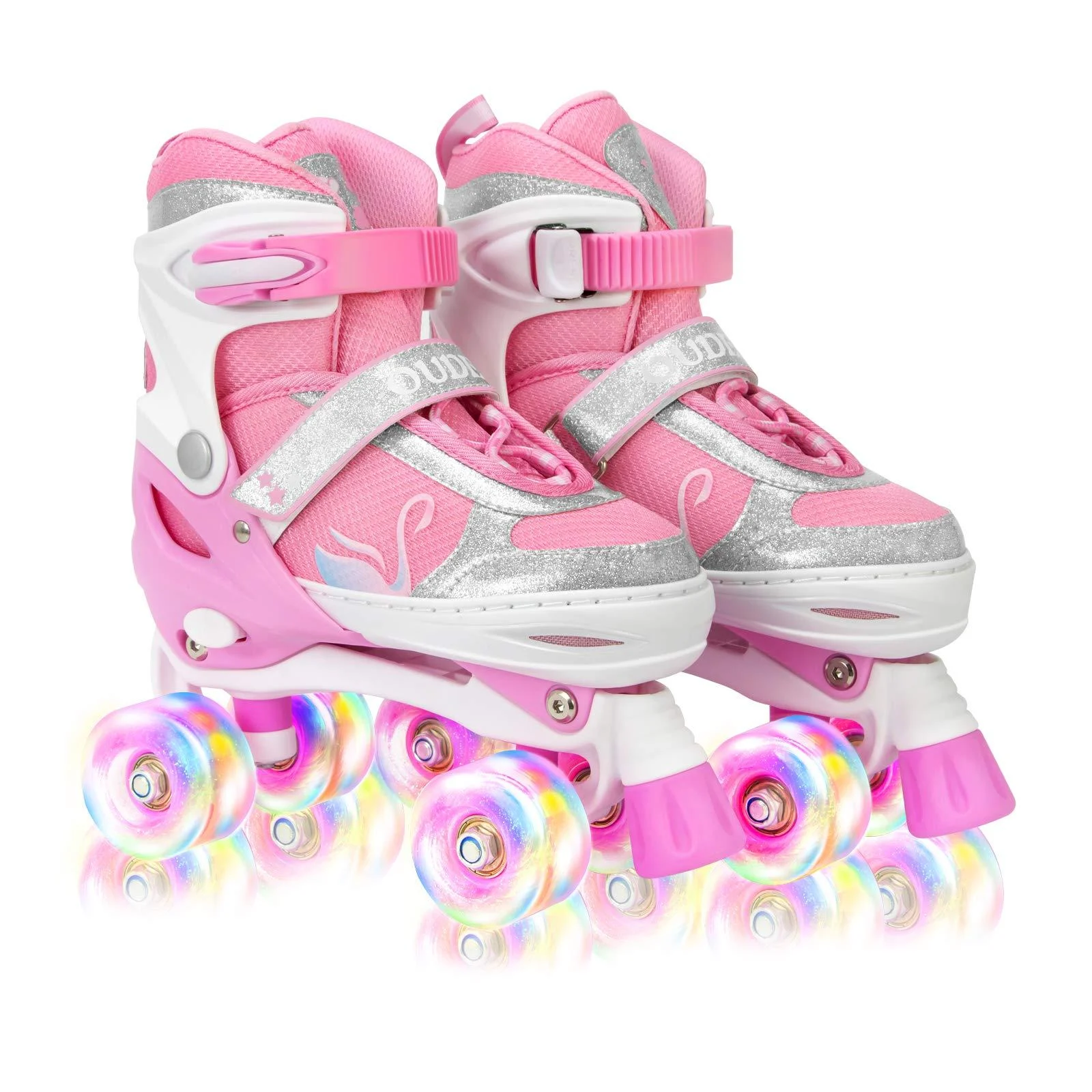 Roller Skates for Girls Boys,Kids Beginners Skate with Light up Wheels and Adjustable Sizes Pink Small(10C-1Y)