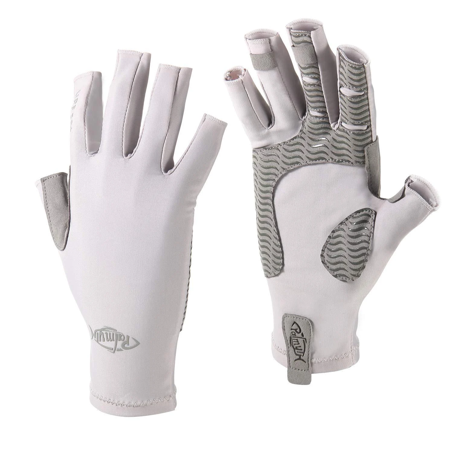 Palmyth UV Protection Fishing Fingerless Gloves UPF50+ Sun Gloves Men Women for Kayaking, Hiking, Paddling, Driving, Canoeing, Rowing Light Gray Large