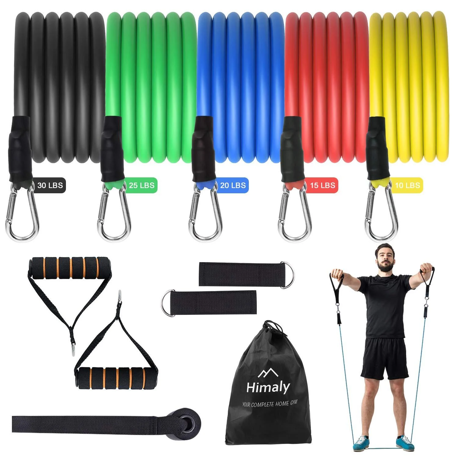 Exercise Bands Resistance Bands Set Strength Training Fitness Bands Workout Bands Resistance Elastic Bands for Exercise Colorful - Himaly