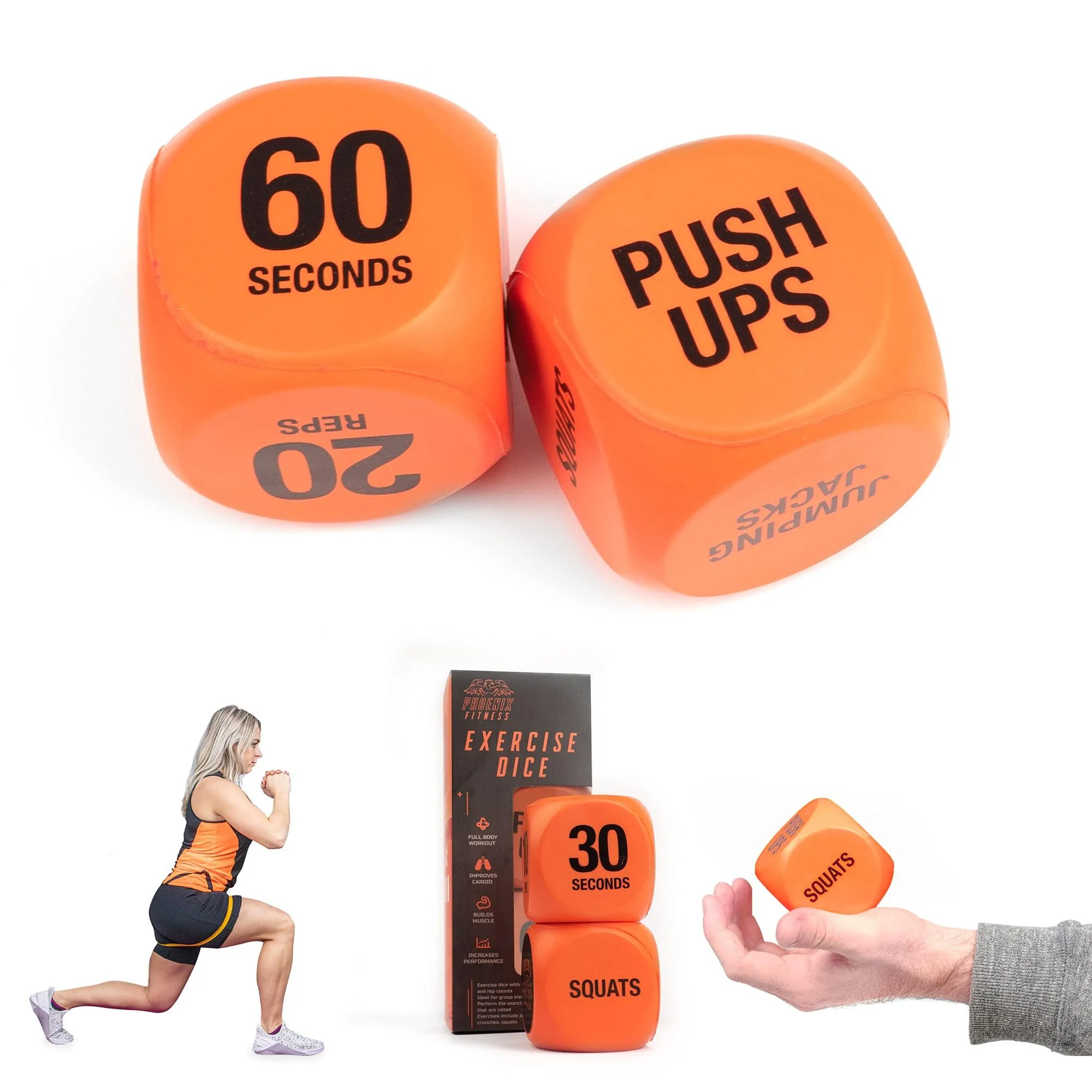 Phoenix Fitness exercise cubes-workout cubes for cardio HIIT and training courses-full body training routine for home and gym (Orange)