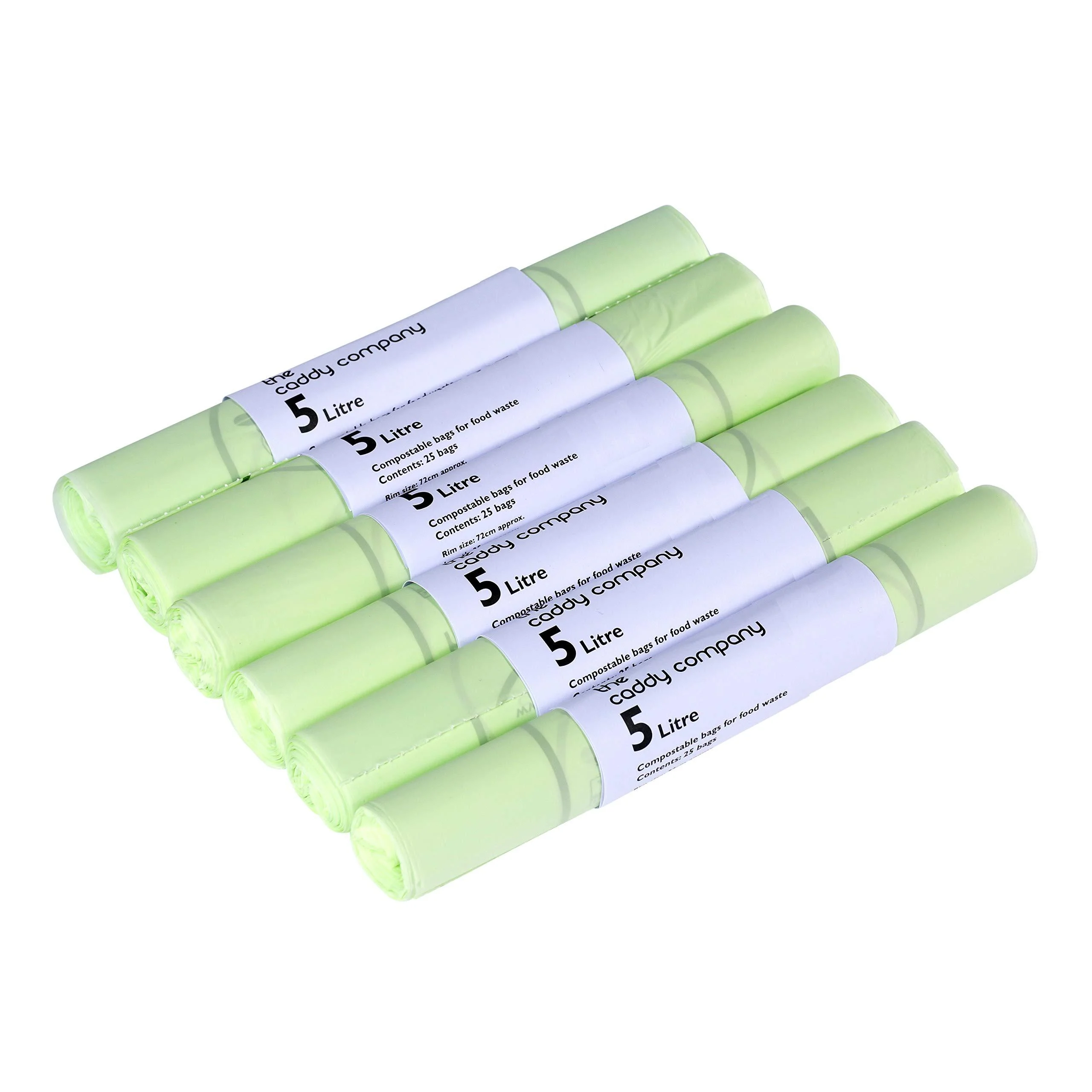 The Caddy Company Compostable Bin Liners 5 Litre 150 Bags Green Single