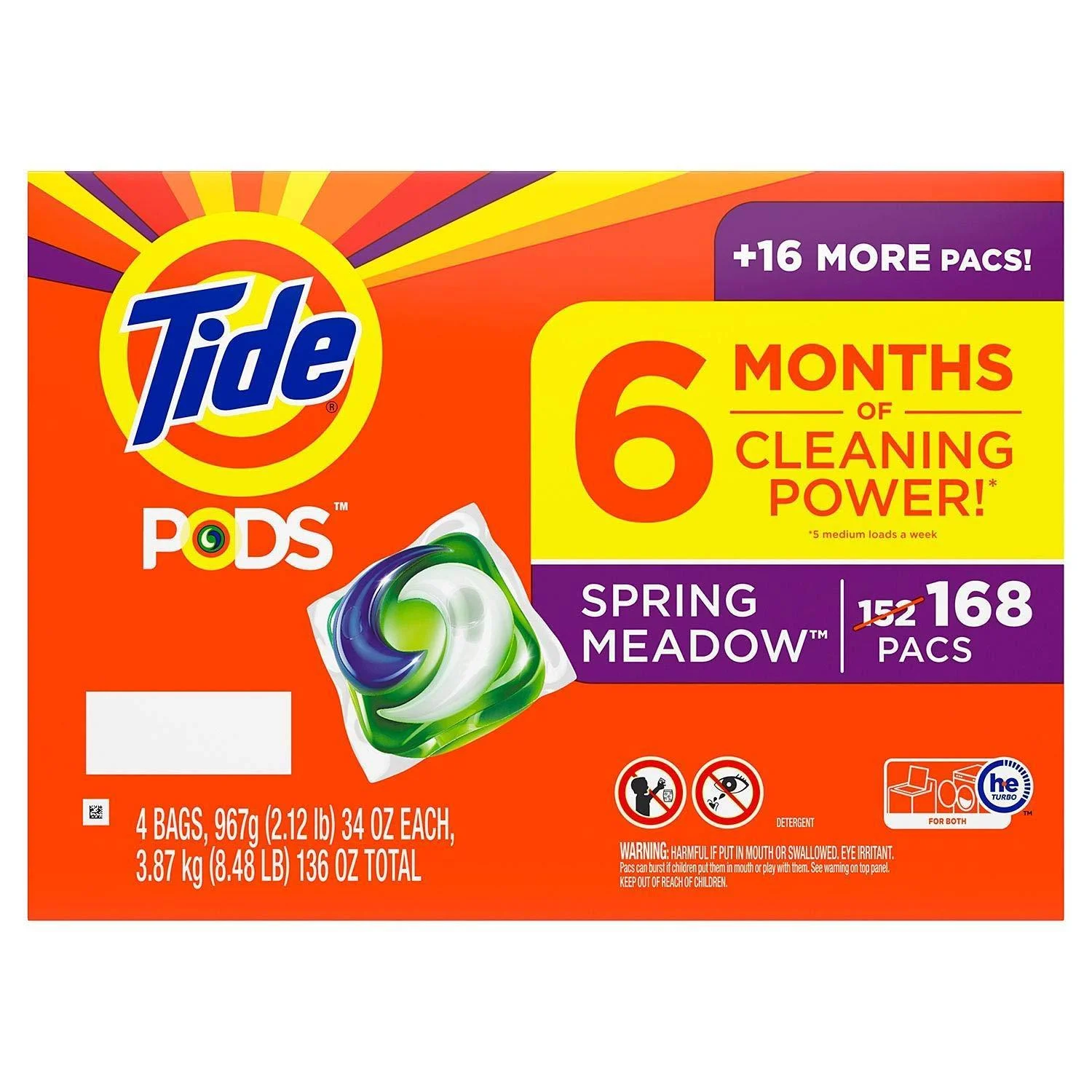 Tide PODS Liquid Laundry Detergent Pacs Spring Meadow (168 ct.) 136 Ounce (Pack of 1) Spring Meadow