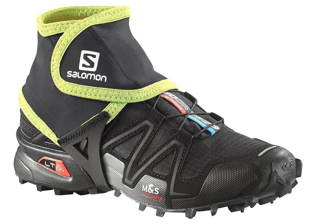 Salomon Unisex Trail Gaiters Low, Black/Alpha Yellow, Large
