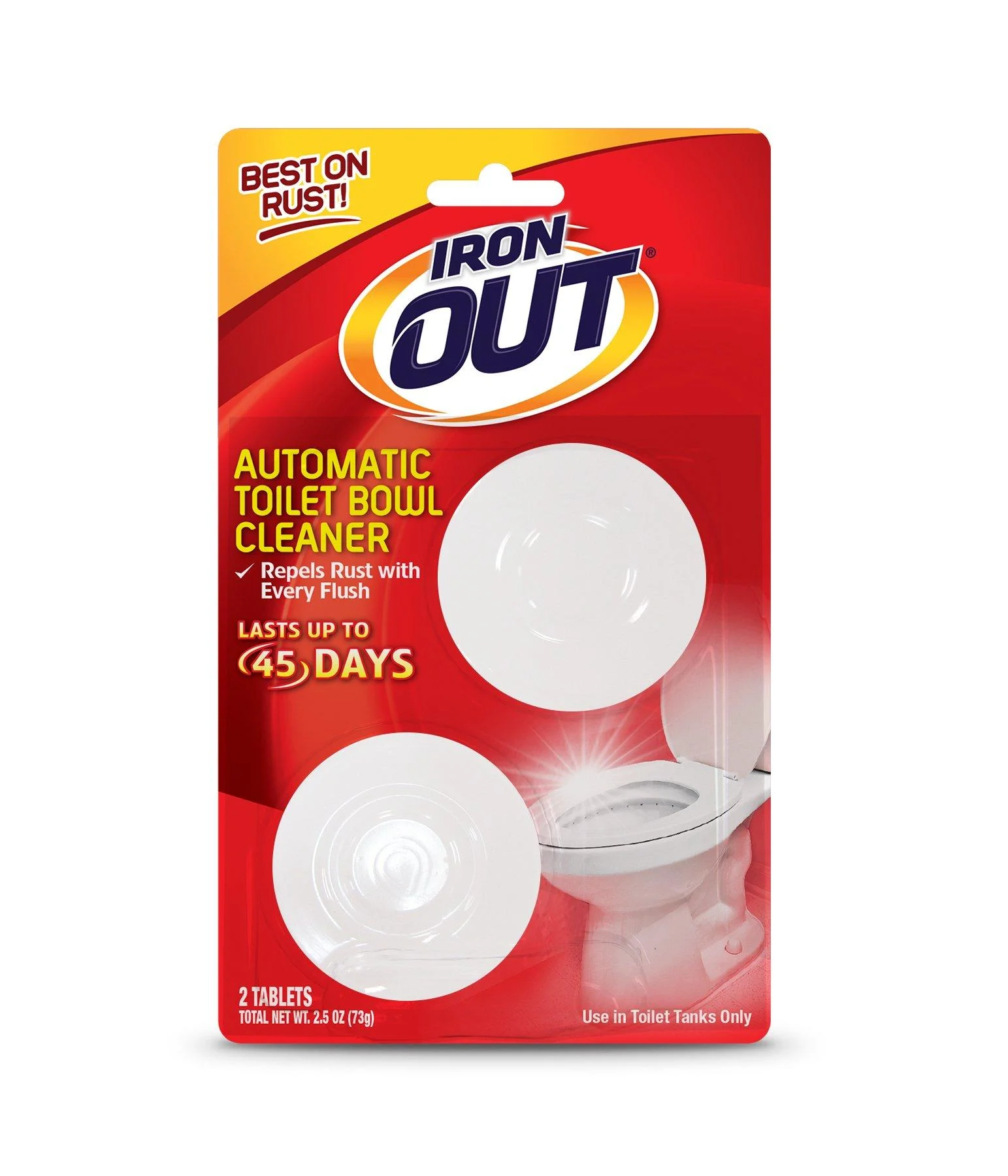 Super Iron Out AT12N Automatic Toilet Bowl Cleaner-2.1 Ounces/2 Uses-Rust and Hard Water Stain Repellent Cleans with Each Flush 2 Count (Pack of 1)