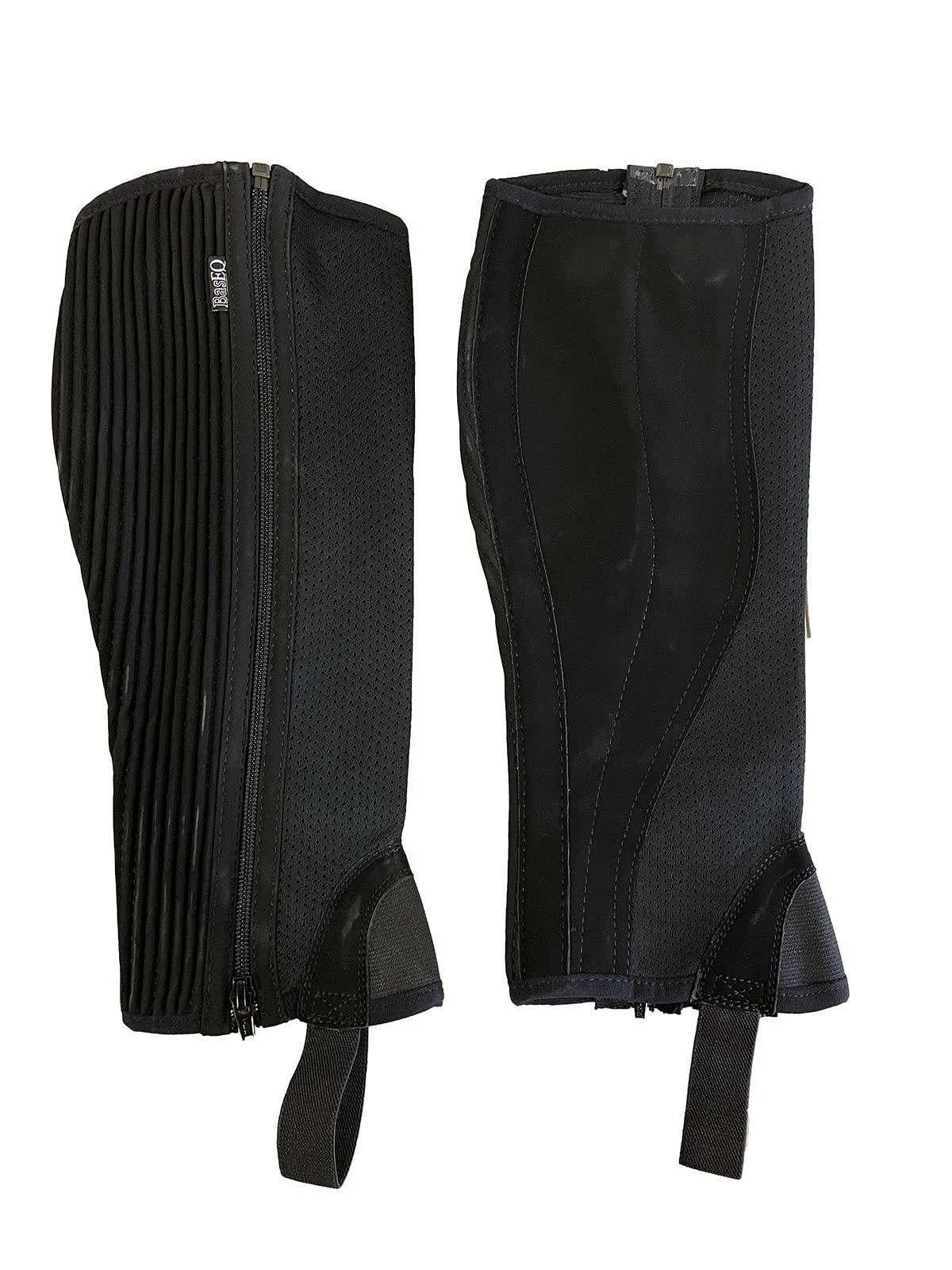 One Stop Equine Shop BasEQ Luna Adult's Synthetic Mesh Half Chaps Black Large