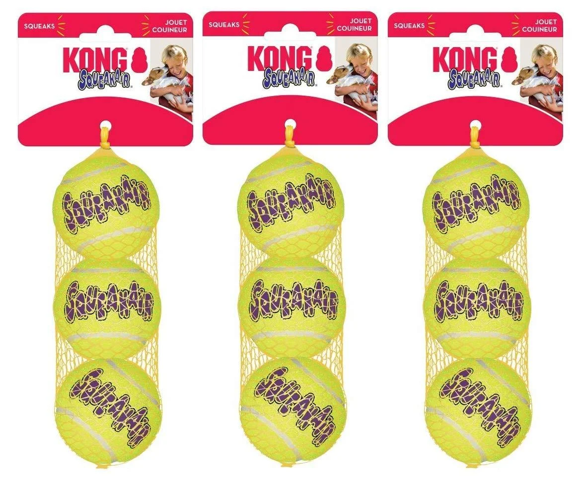 KONG Squeakair Dog Toy Tennis Ball - Medium x 9