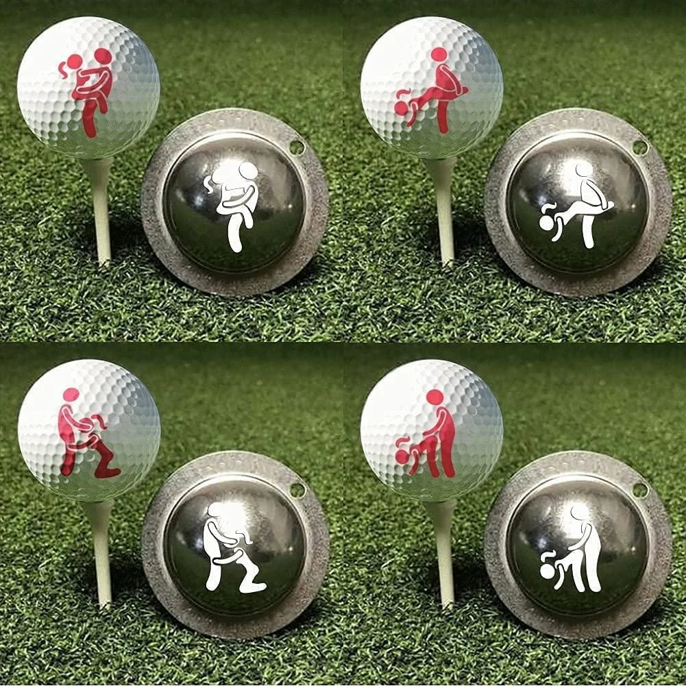 Golf Ball Marker Stamp Stencil Custom Tool for Men,Personalized Funny Adult Golf Ball Marker Stamper Alignment Drawing Tool 4PCS - JPTSDBNWMT