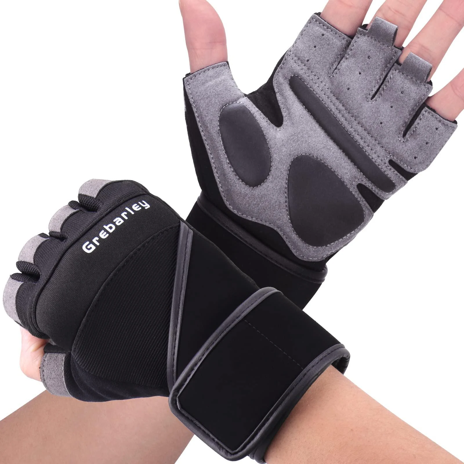 Grebarley Fitness gloves training gloves for women and men - fitness gloves for strength training bodybuilding strength sport & crossfit training M long -updated