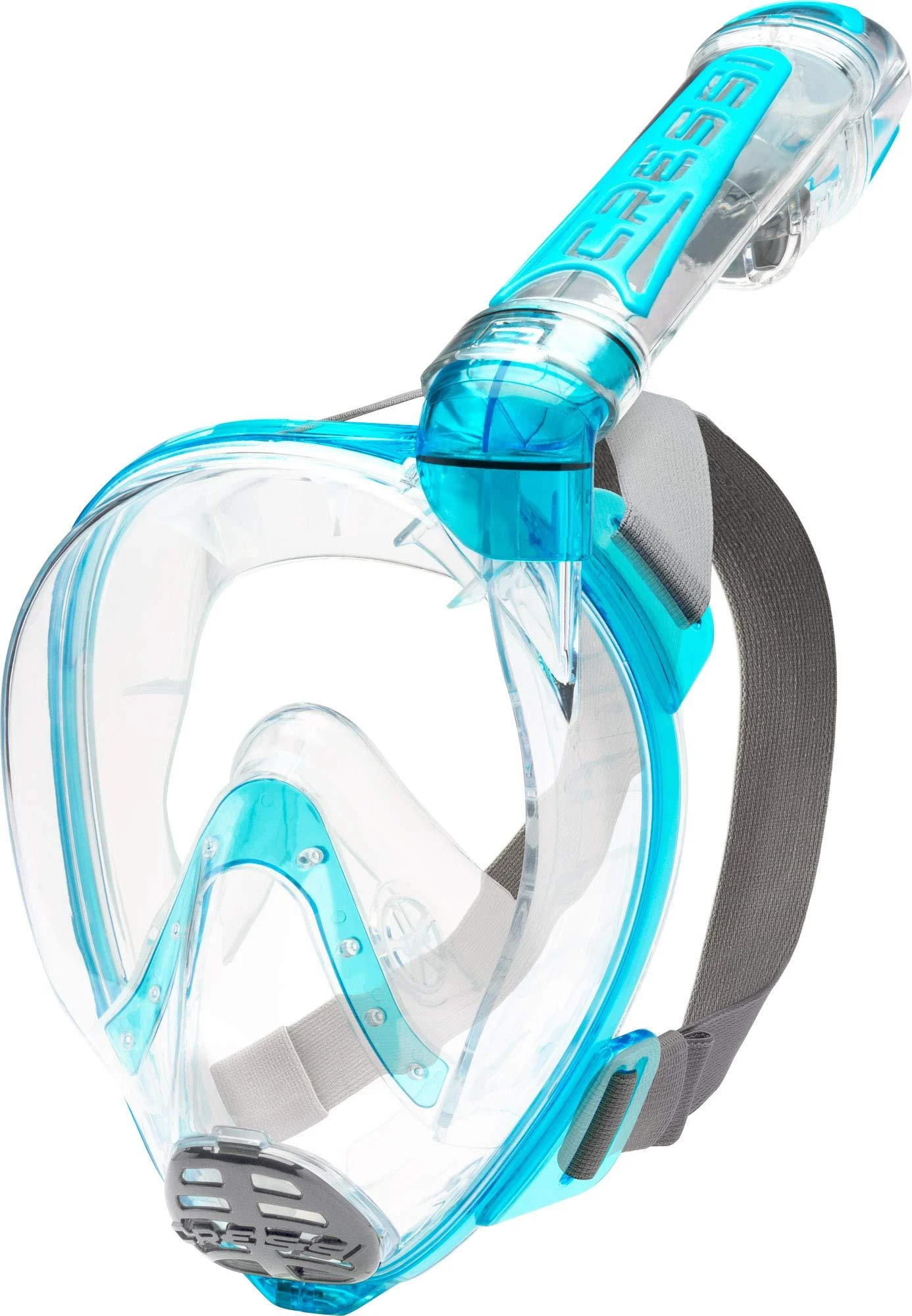 Cressi Adult Snorkeling Full Face Mask | Wide Clear View, Anti-Fog System | Duke Dry: designed in Italy: Quality Since 1946 Medium-Large Clear/Translucent Aquamarine