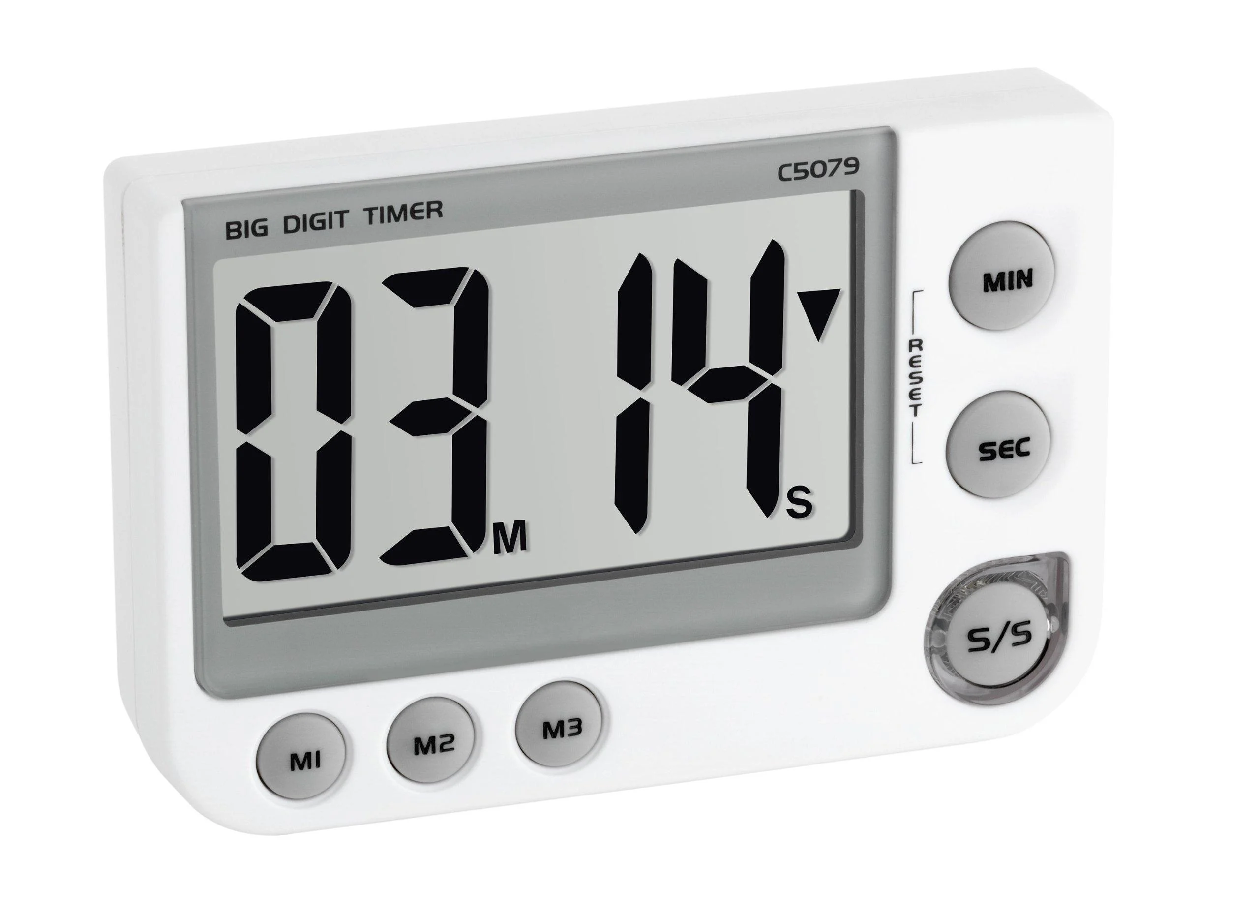 TFA Dostmann Digital timer and stopwatch 38.2024 with memory function with magnet/stand/hanging up 3 volumes white L 91 x B 21 (30) x H 60 mm
