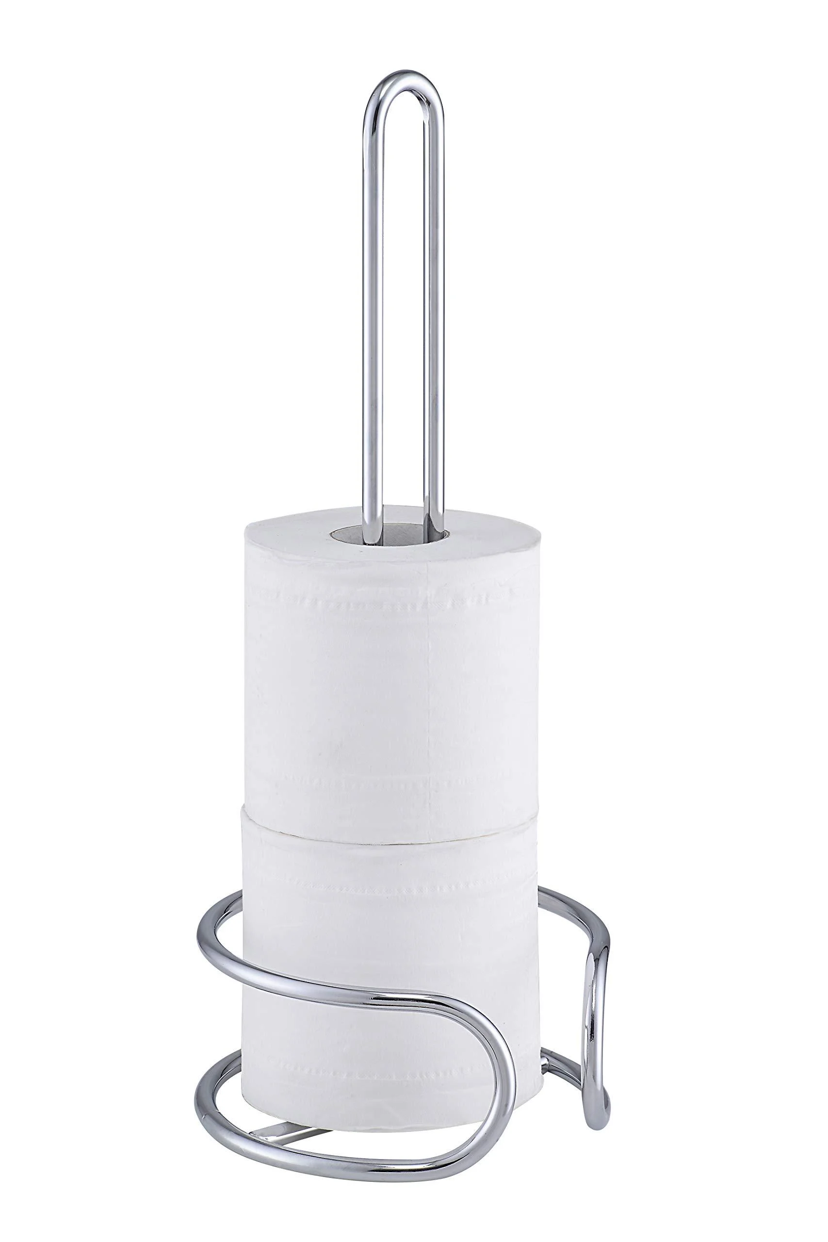 SunnyPoint Heavy Wire Gauge Spare Bathroom Toilet Tissue Paper Roll Holder Storage Stand Chrome