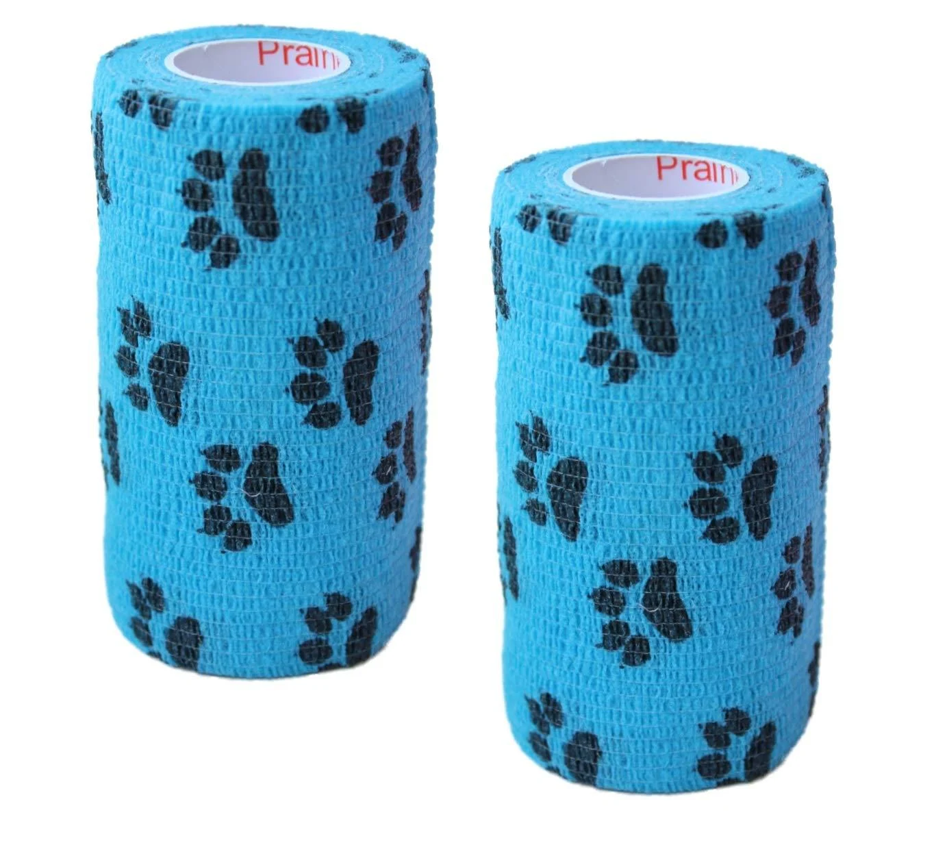 Vet Wrap Rap Tape (Assorted Colors, Paw Prints, Patterns) (2 Pack) (2, 3, or 4 Inch x 15 feet) Self Adhesive Adherent Adhering Cohesive Flex Self Stick Bandage Grip Roll Dog Cat Pet Horse 2 Inch 2 PACK Blue With Black Paws - Prairie Horse Supply