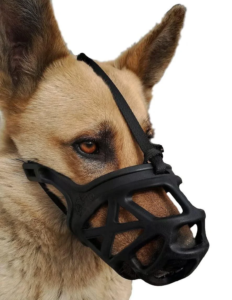 Dog Muzzle, Breathable Basket Muzzles for Small, Medium, Large and X-Large Dogs, Stop Biting, Barking and Chewing, Best for Aggressive Dogs Large Black