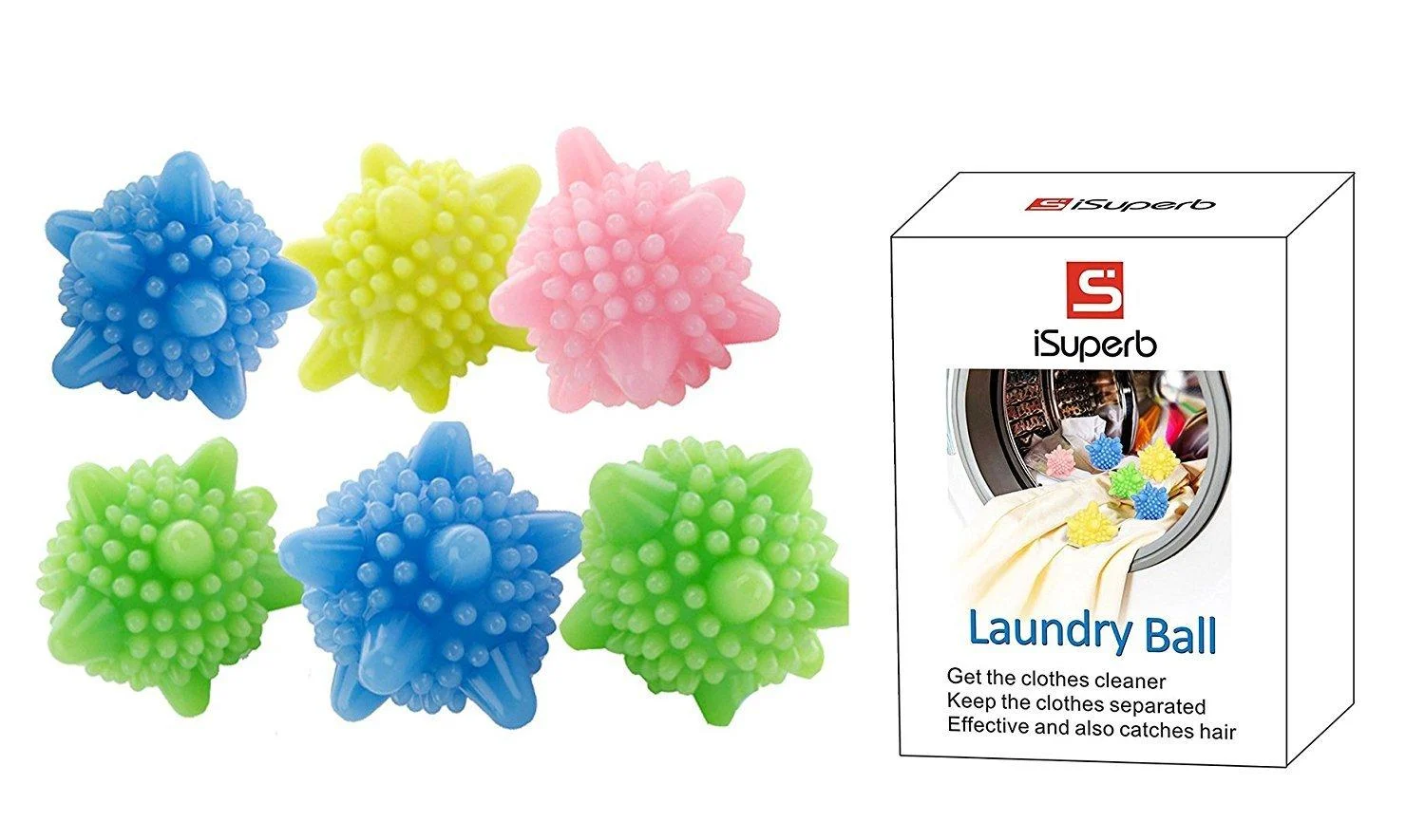 iSuperb Colorful Laundry Ball Washing Ball Set of 6 6 Pack Washing Ball