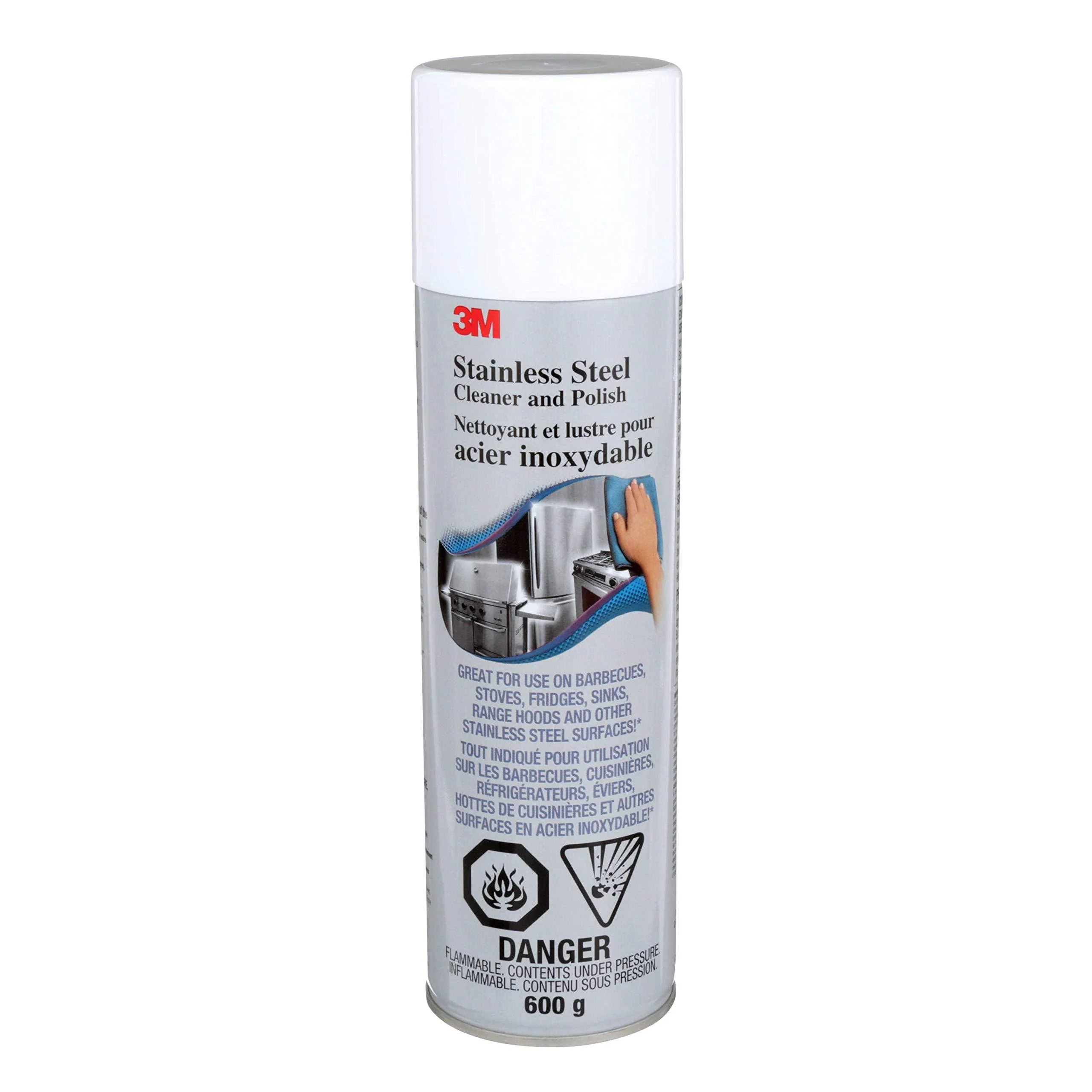 3M Stainless Steel Cleaner & Polish 21 oz. Aerosol 1-Pack - High Gloss Formula Removes Fingerprints