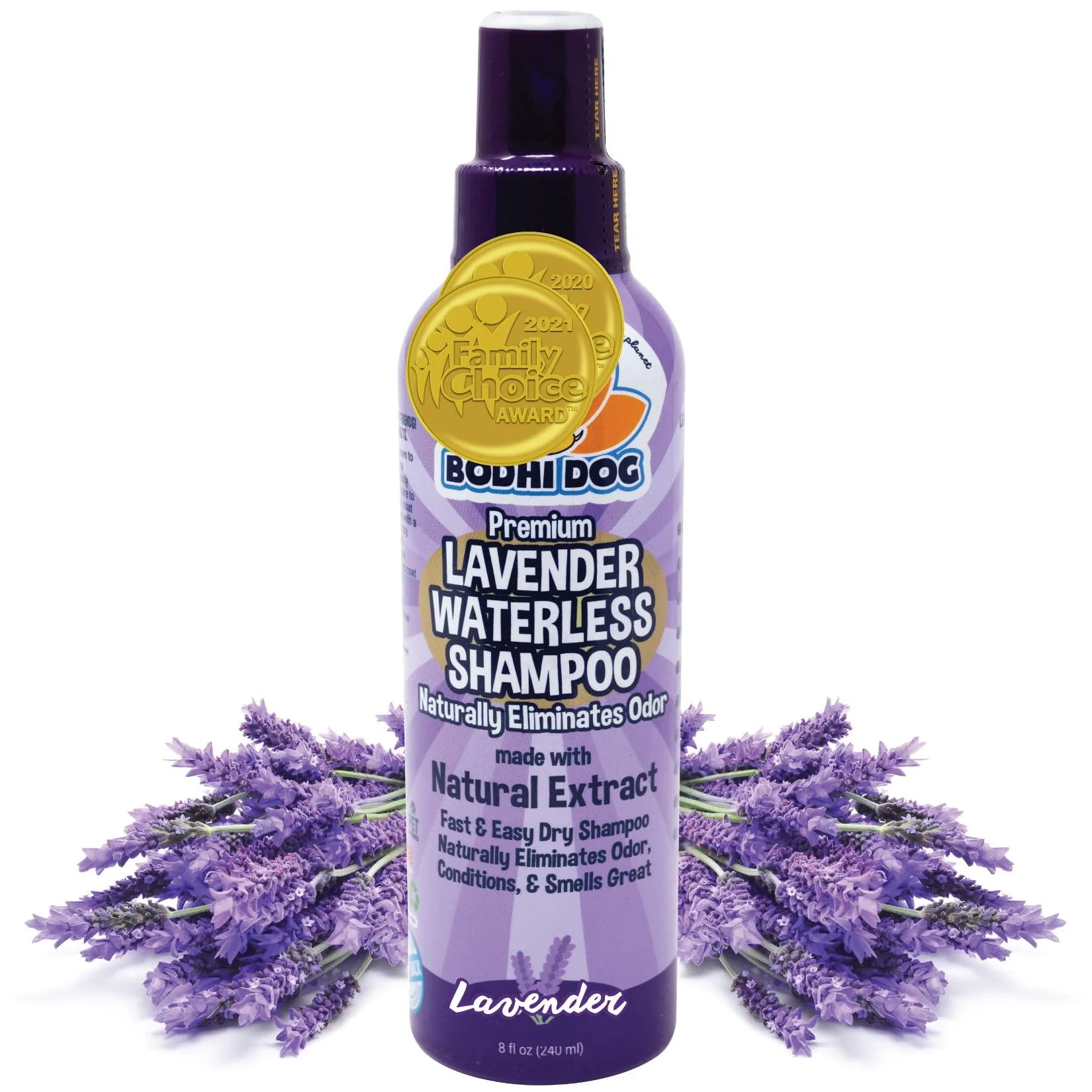 New Waterless Dog Shampoo | Natural Dry Shampoo for Dogs or Cats No Rinse Required | Made with Natural Extracts | Vet Approved Treatment - Made in USA Lavender Waterless 8oz