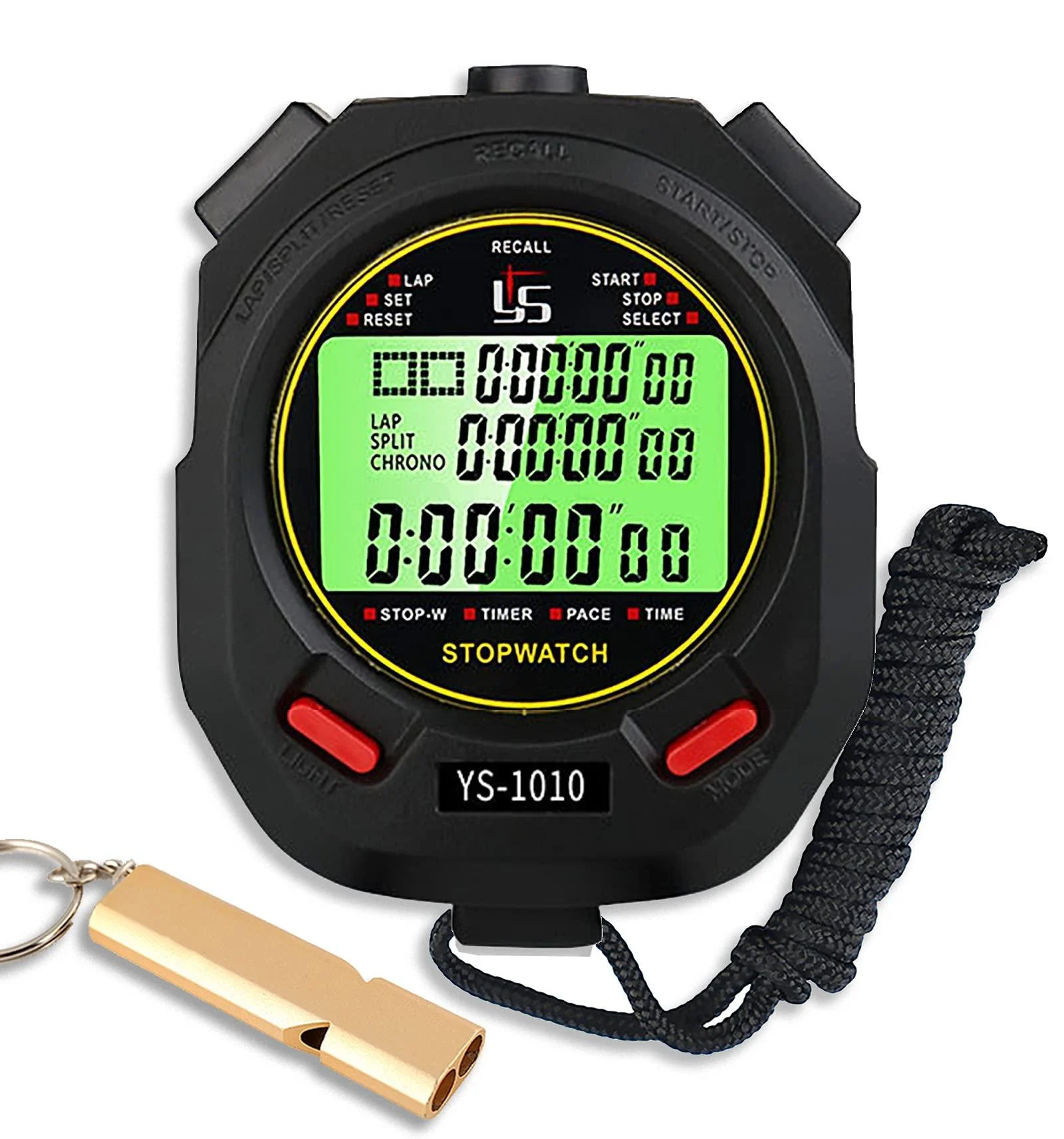 Stopwatch with whistle stopwatch sport digital 60 memory with light function and mute function for swimmer rally - SZBJSMF