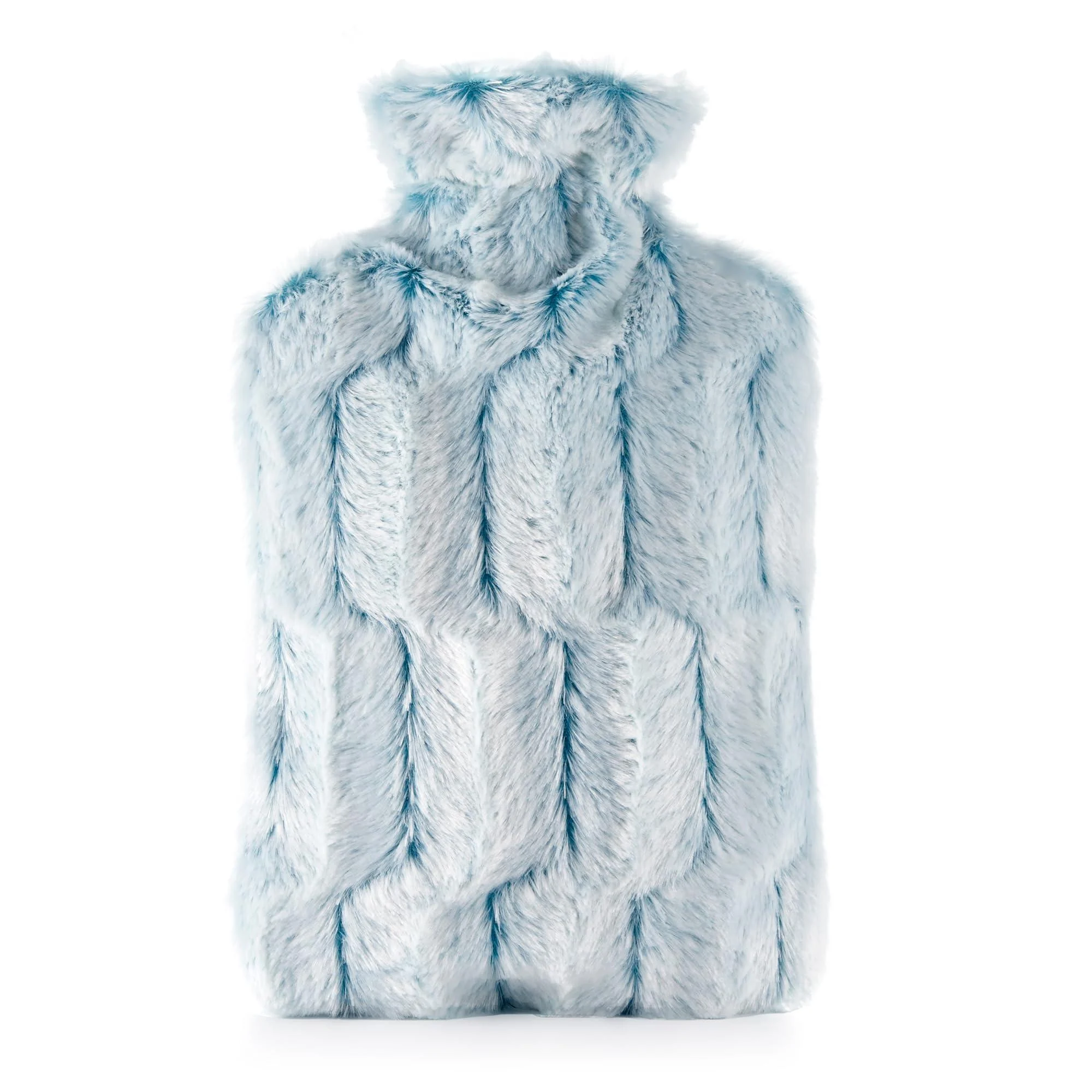 samply Hot Water Bottle - 2L Hot Water Bag with Furry Cover Light Green Turquoise Blue