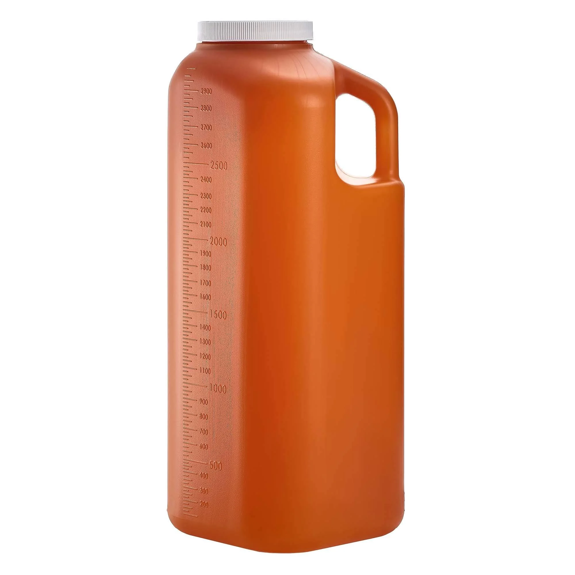 Large Male Urinal with Leak Proof Screw Cap Lid (3000 mL or 101 oz.) (Amber Color) - PrimeMed
