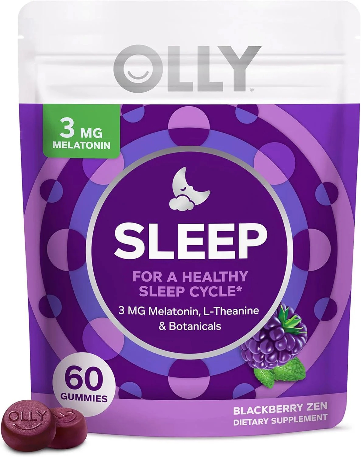 Olly Melatonin Gummy All Natural Flavor and Colors - 60 Gummies