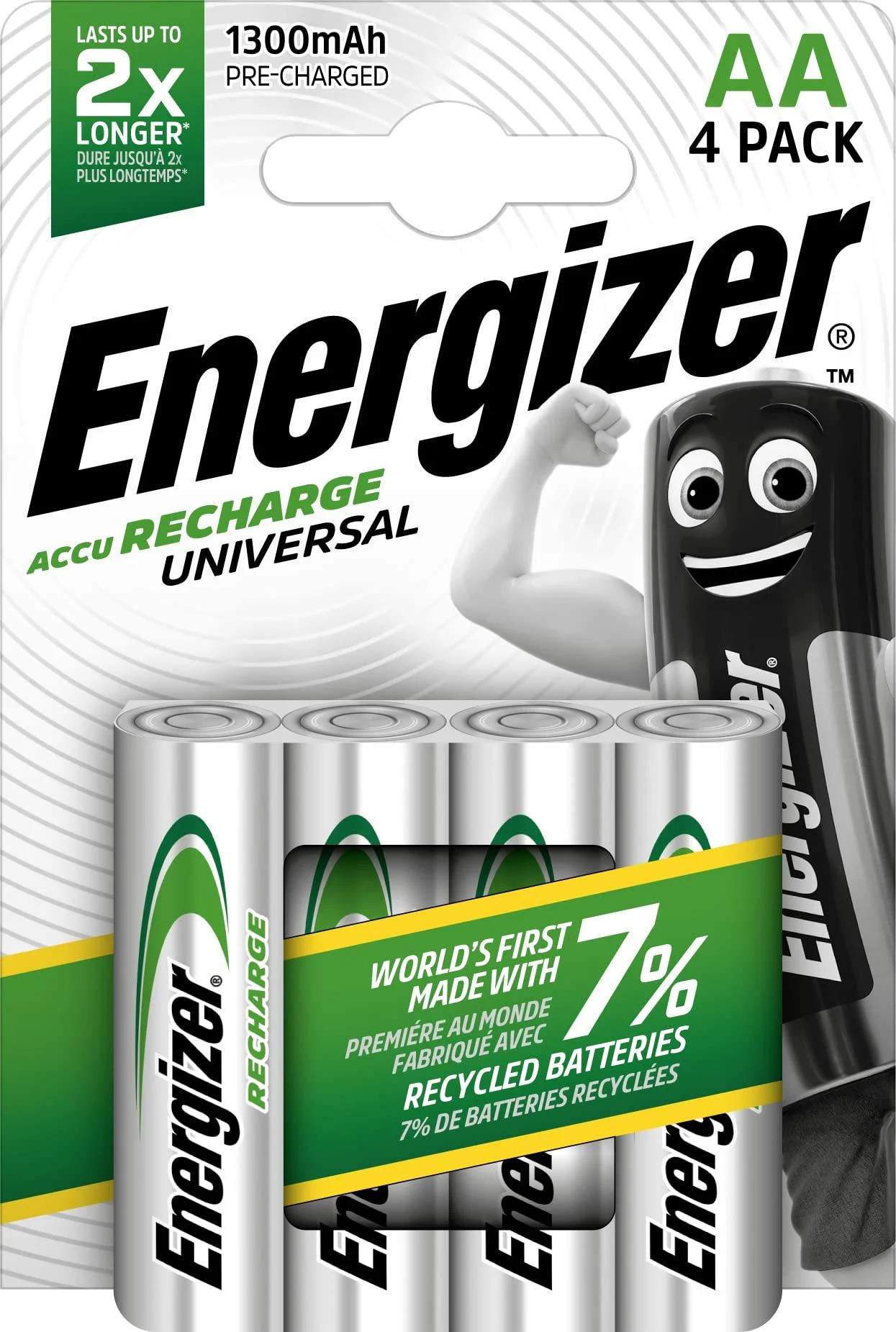 Energizer RCAA1300 Rechargeable Batteries (x4) AA 1300mAh S625