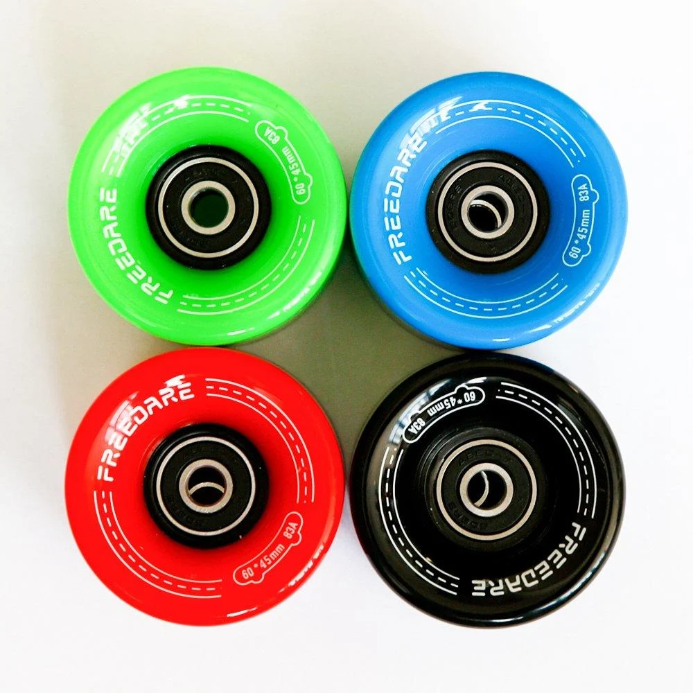 FREEDARE Skateboard Wheels 60mm 83a with Bearings and Spacers Cruiser Wheels (Pack of 4) colours