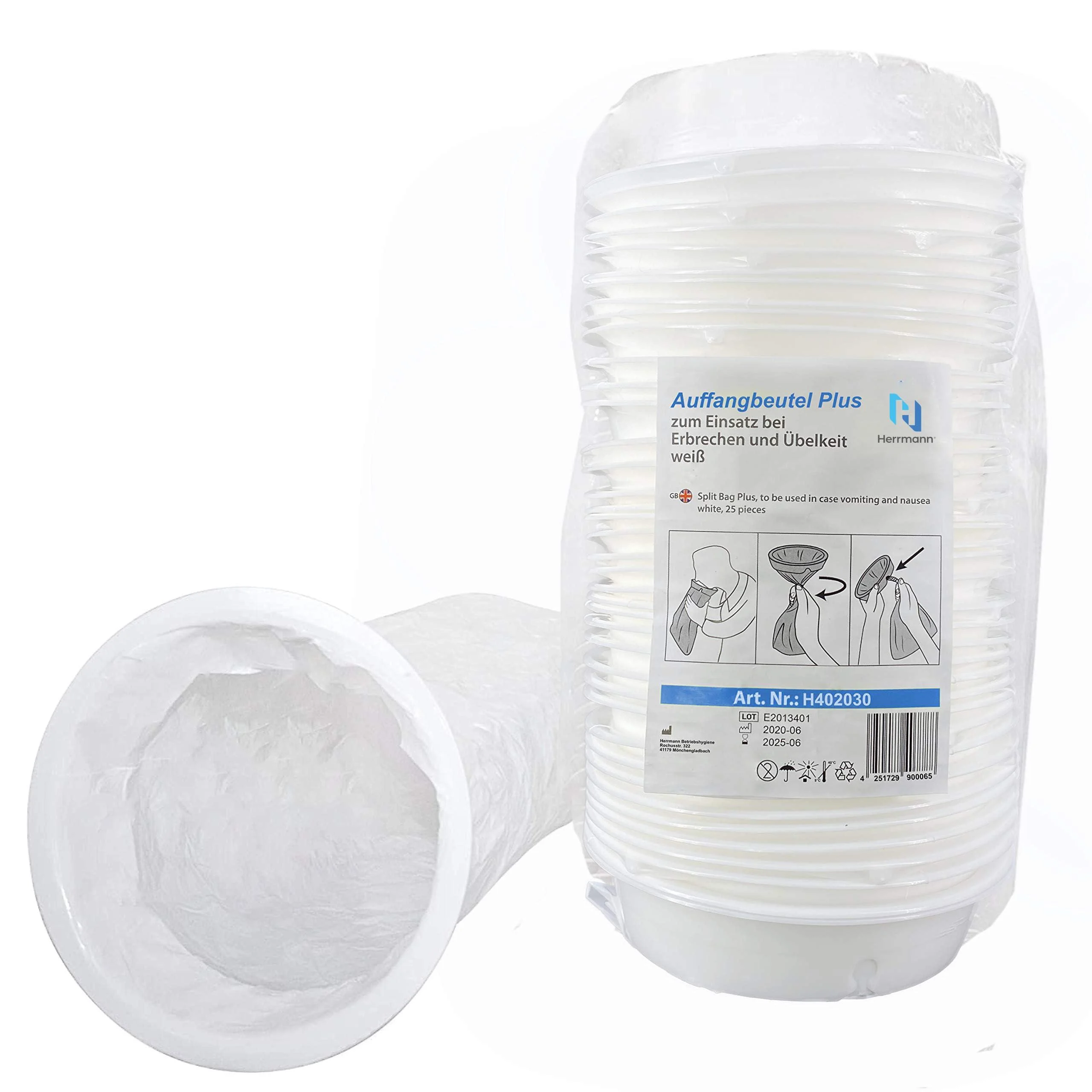 Cutting bag plus with mouthpiece 50 pieces |tear -resistant & safe puke bag |Reflowing-proof improved closure ring |2000 ml of spitting bags |Break bag for adults and children 50 pieces (1 pack)
