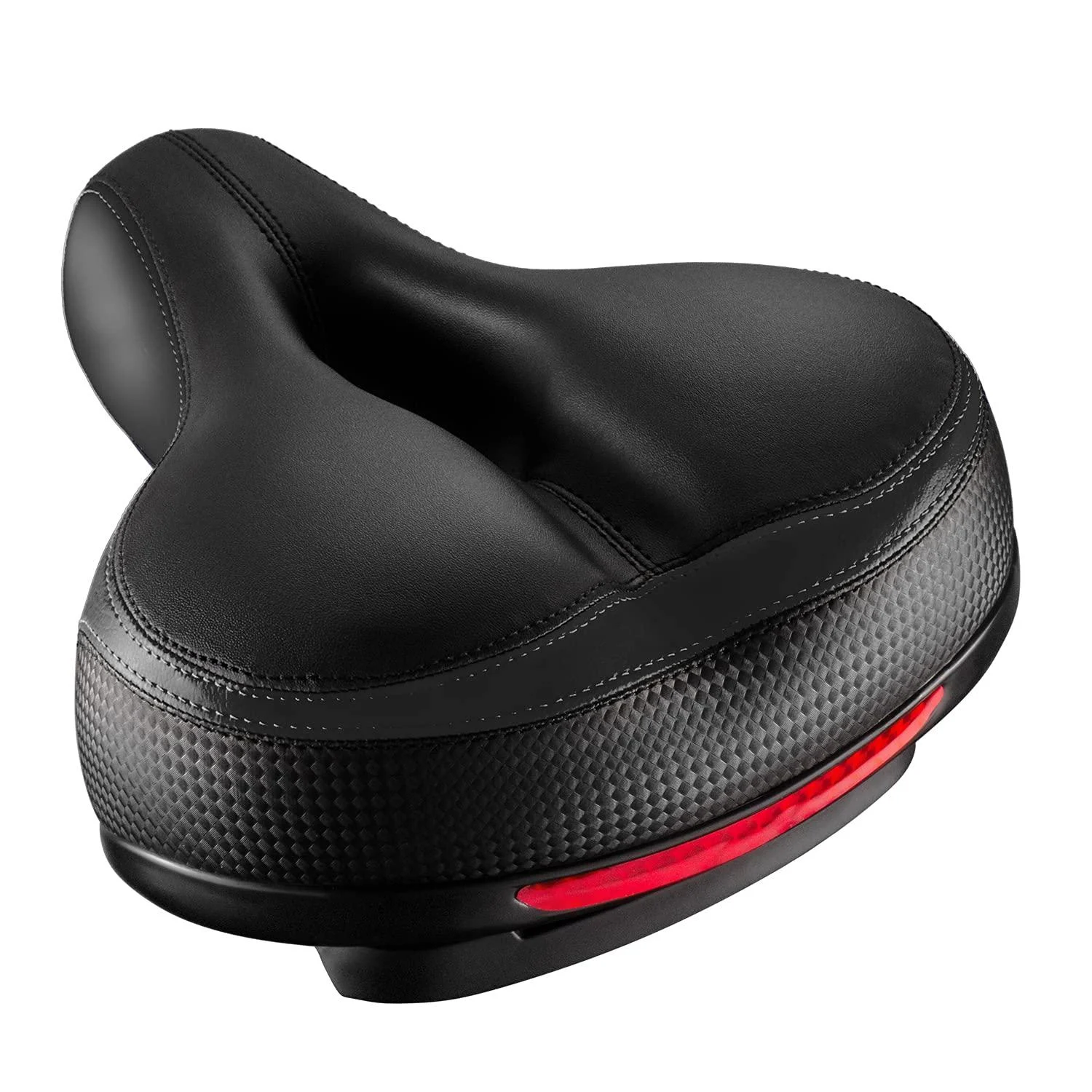 Roguoo Bike Seat, Most Comfortable Bicycle Seat Dual Shock Absorbing Memory Foam Waterproof Bicycle Saddle Bike Seat Replacement with Refective Tape Black