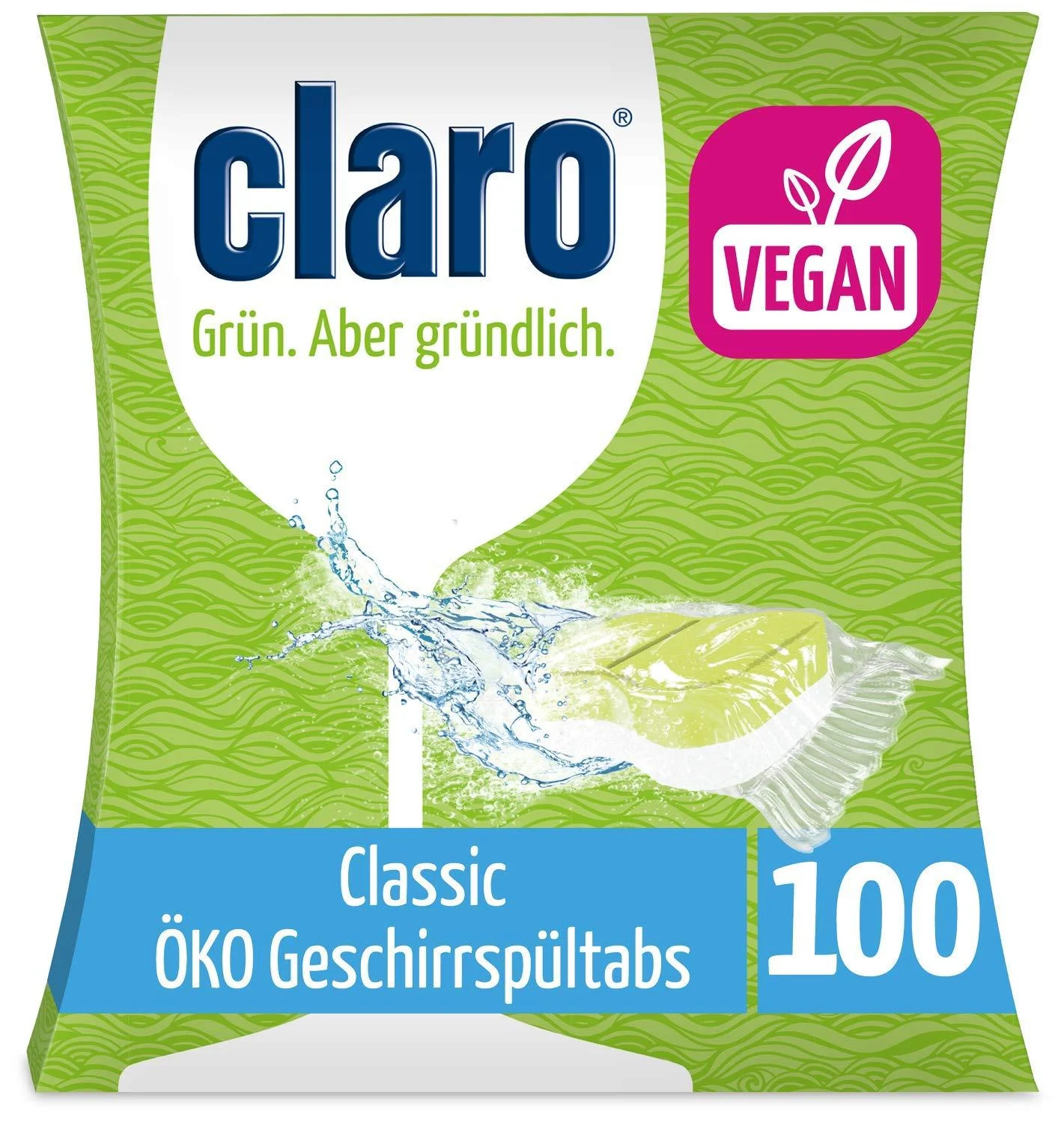 Claro Classic dishwasher -tabs - 100 pieces of eco -dishwasher tabs - phosphate -free & vegan - water -soluble film unparfored green/white