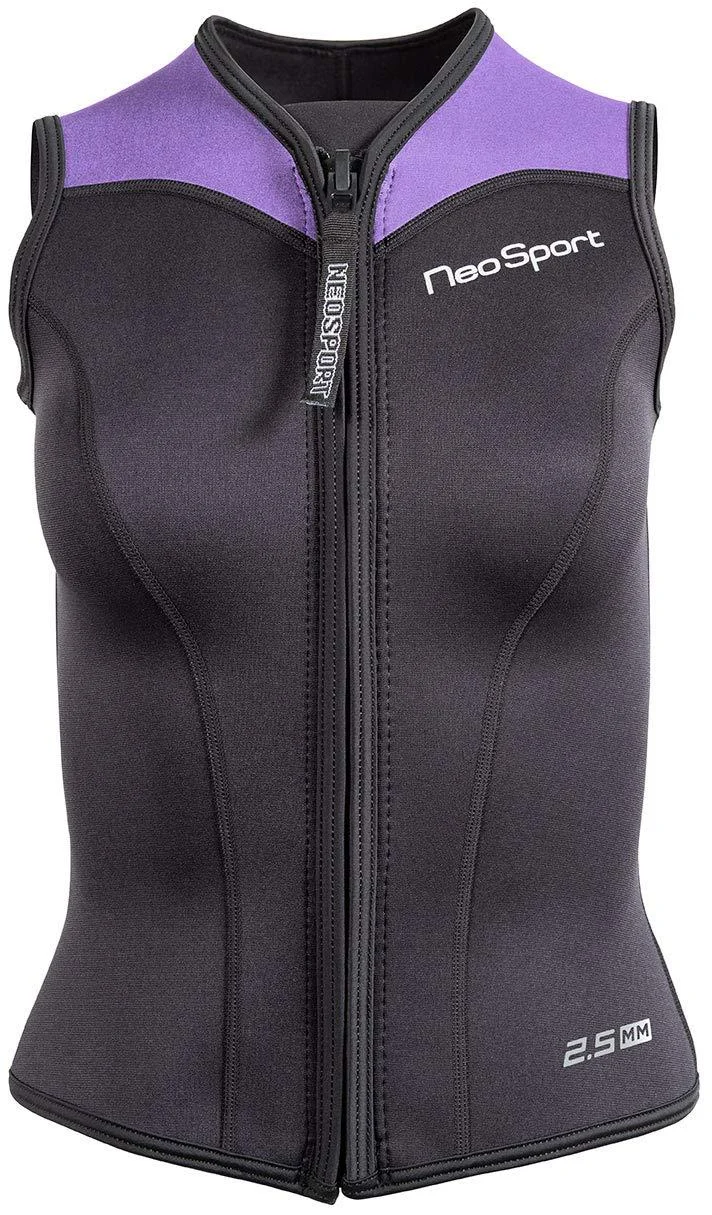 Neo Sport Mens and Womens Front Zipper Wetsuit Vest - 2.5mm -4-Way Stretch Neoprene - 50+ UV SHIELD 12 Black/Lavender