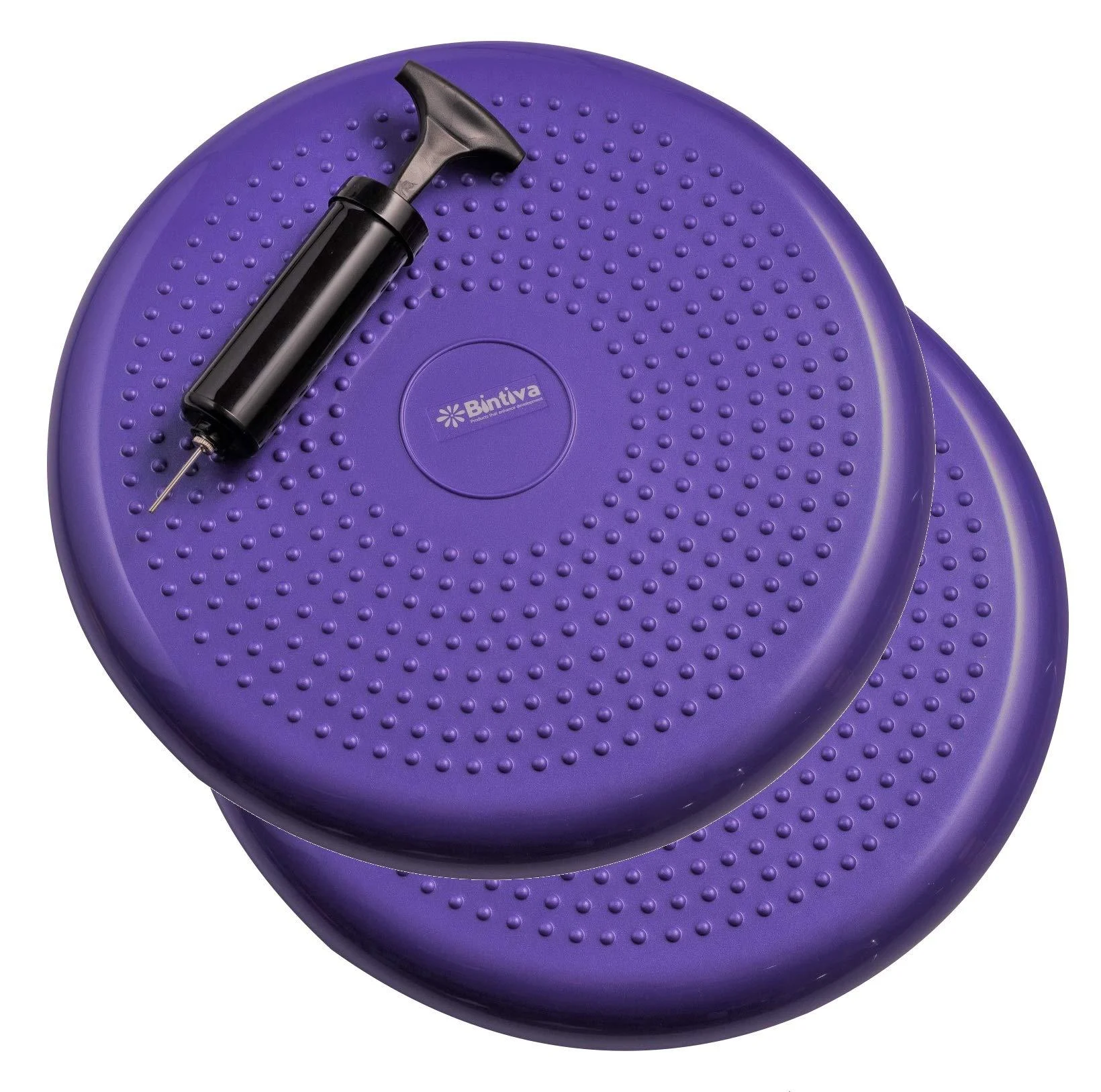 bintiva 2 Pack - Inflated Stability Balance Disc, Including Free Pump - Bulk Packaging Purple