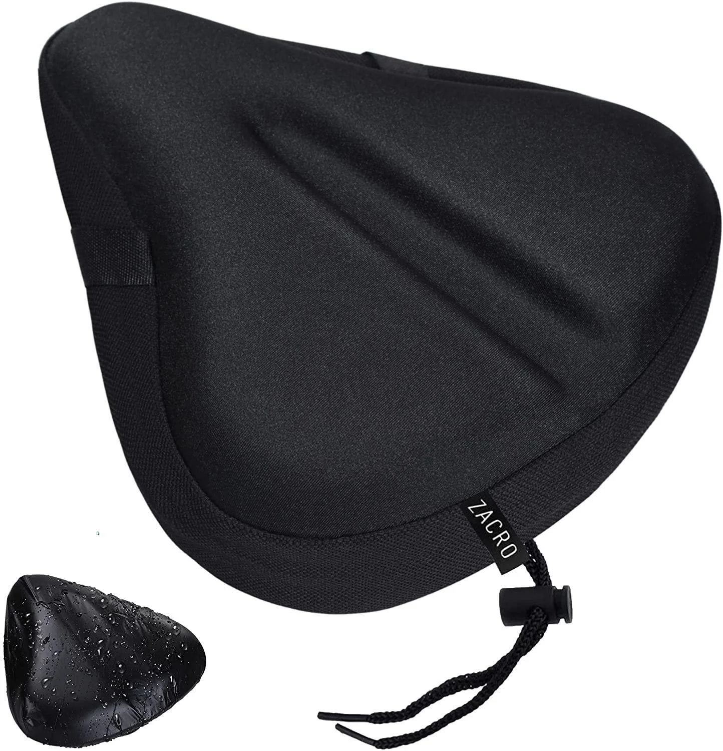 Zacro Bike Seat Cushion - Gel Padded Bicycle Saddle Cover for Men & Womens Comfort, Compatible with Peloton, Stationary Exercise or Cruiser Bicycle Seats Wide black