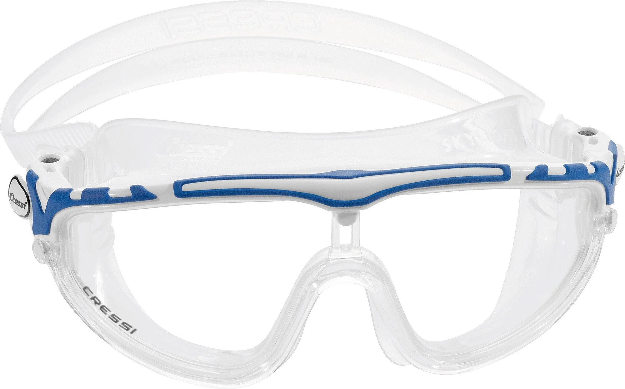 Cressi Unisex Skylight Swim Goggles Premium Swimming Glasses 100% UV protection high -quality materials (1 -pack) unit size clear/frame white blue