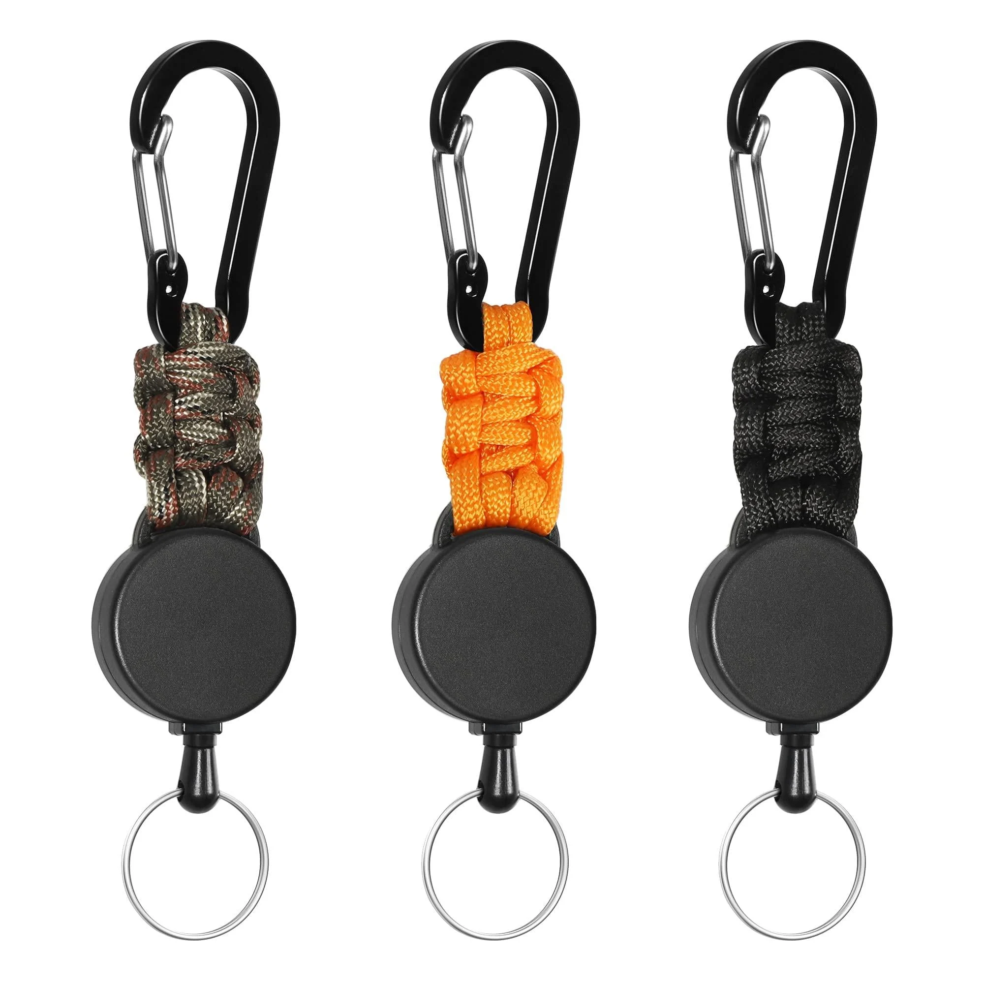EOTW Extendable Key Ring Extendable Lanyard Personalized with 60cm Extendable Steel Cable Black+olive+orange