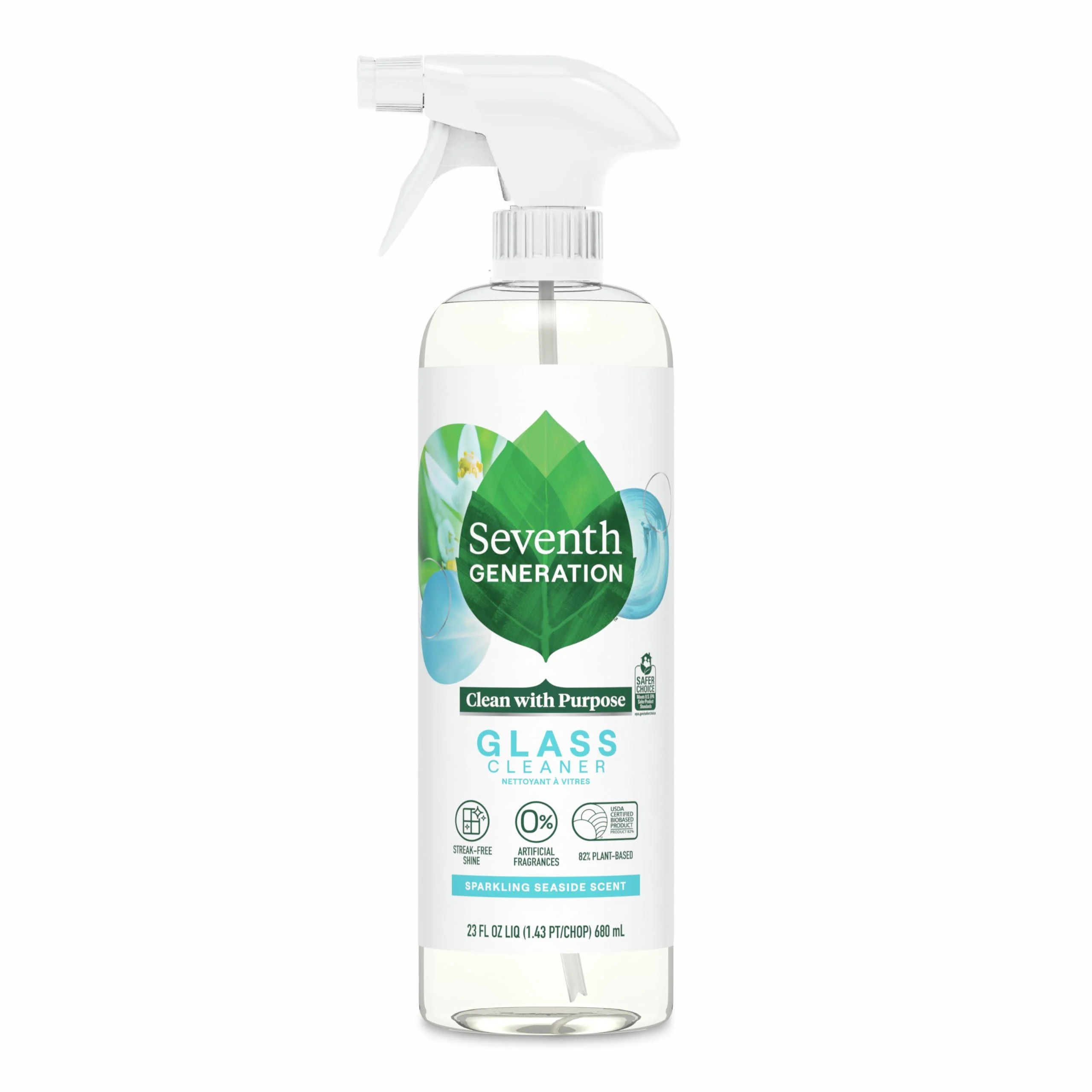 Seventh Generation Glass Cleaner Sparkling Sea Scent Streak-Free Shine 23 Fl Oz 23 Fl Oz (Pack of 1)