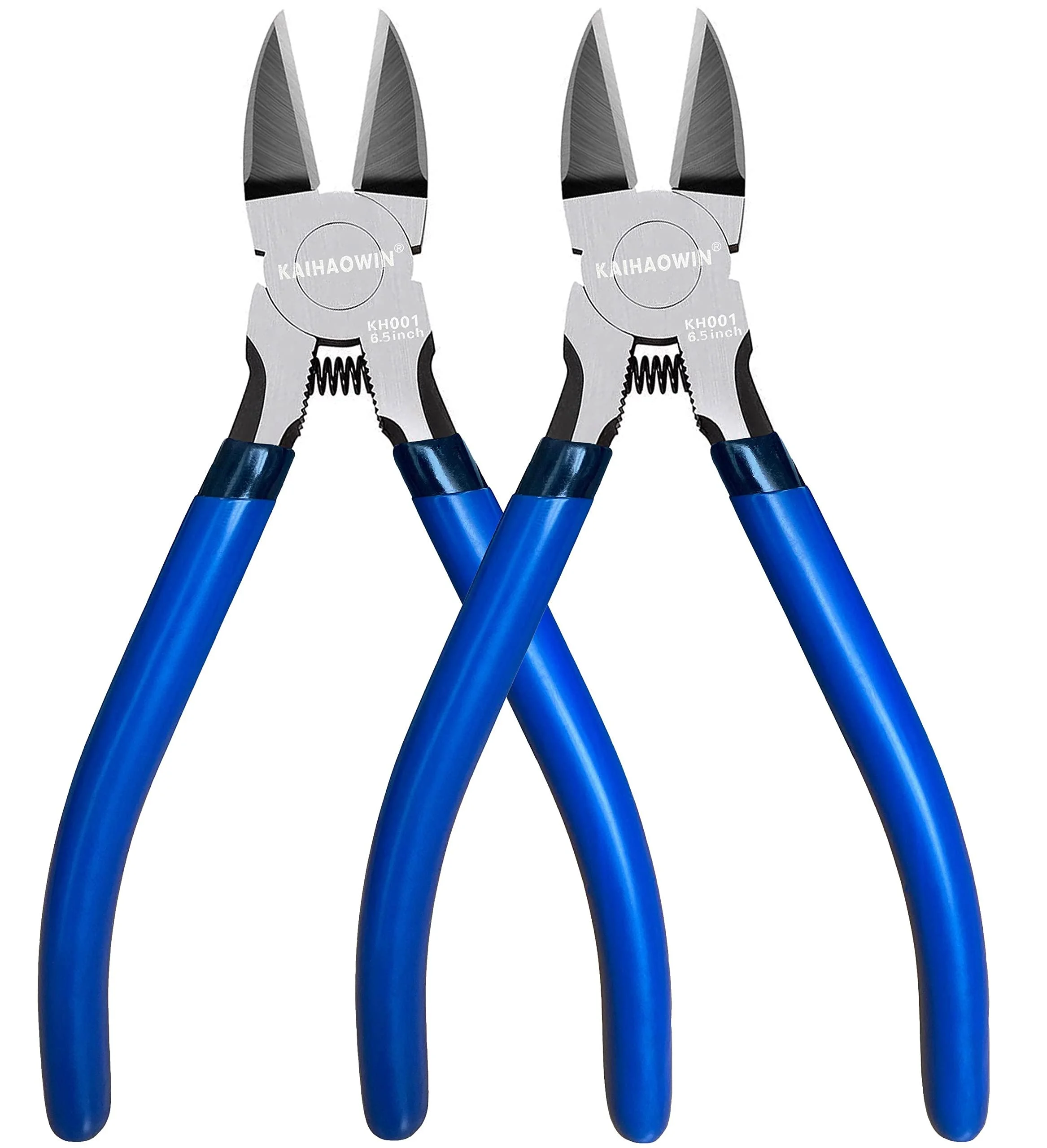 Wire Cutters 2 Pack KAIHAOWIN 6 inch Side Cutters Wire Snips Flush Cutters Wire Cutters for Crafting Small Wire Cutters for Jewelry Making Blue with Black Handle 2 Pack 6" wire cutters