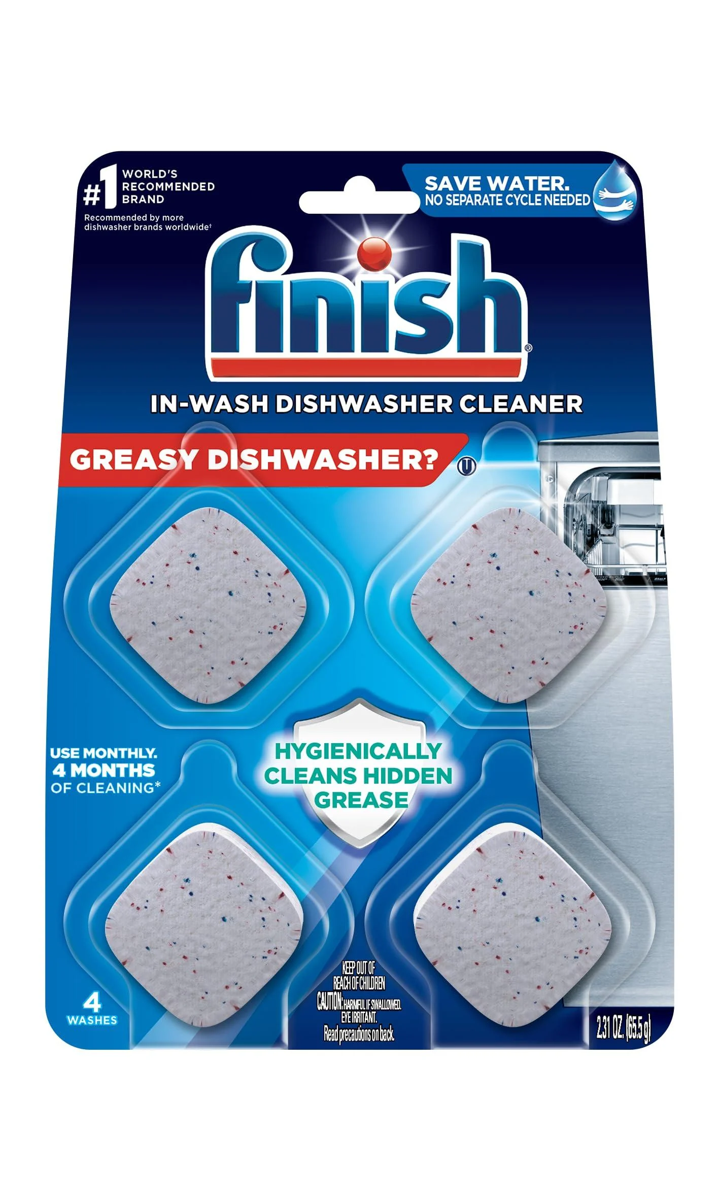 Finish in-Wash Dishwasher Cleaner: Clean Hidden Grease & Grime 3ct