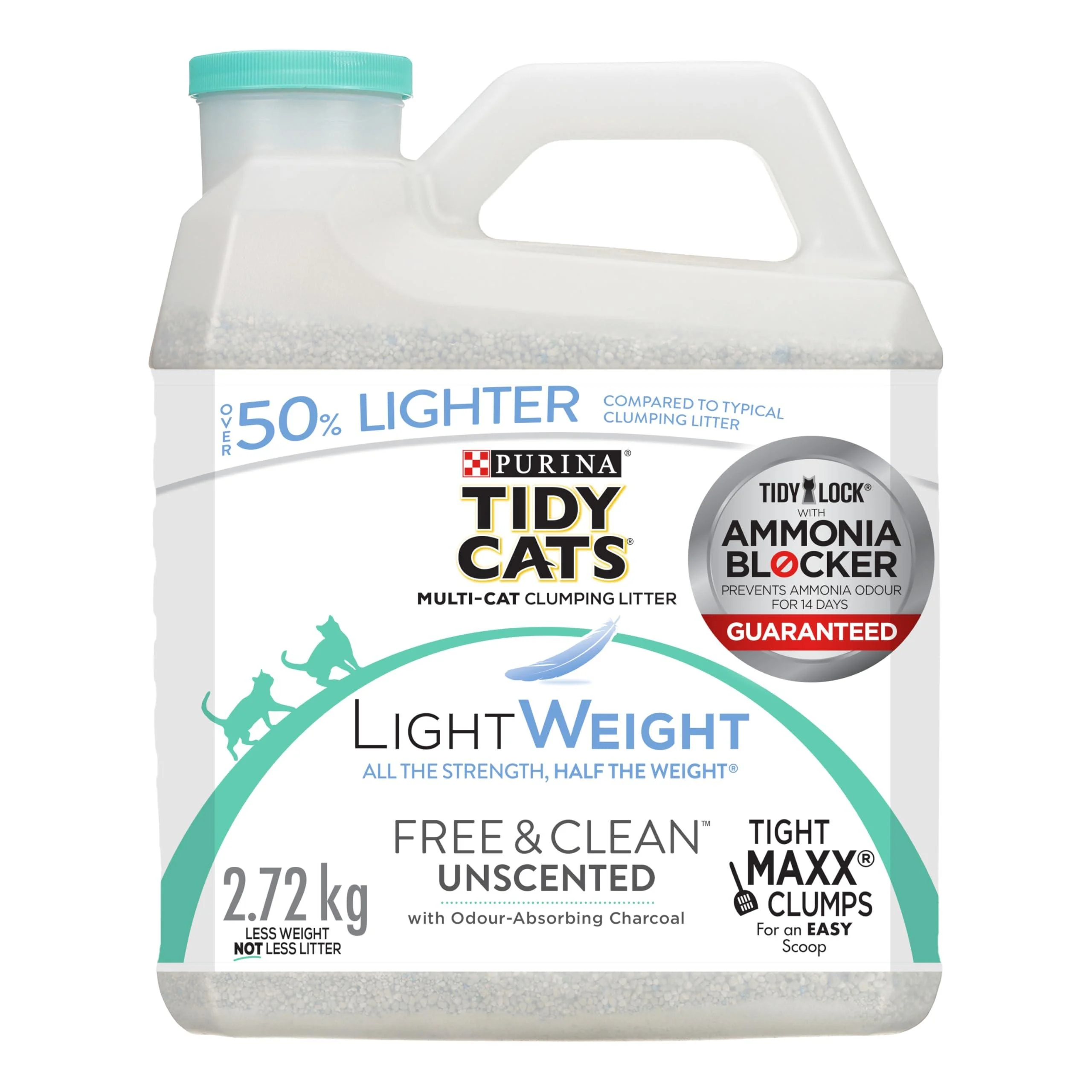 Tidy Cats Free & Clean Cat Litter LightWeight Unscented Multi-Cat - 2.72 kg Jug 2.72 kg Jug (1 Pack)