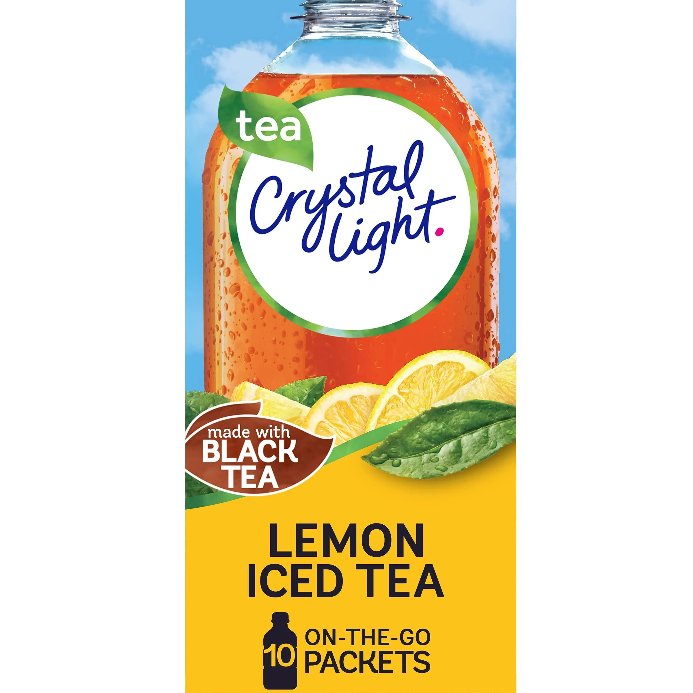 Crystal Light Lemon Iced Tea Naturally Flavored Powdered Drink Mix (60 Ct Multipack, 6 Boxes Of 10 Ct On-The-Go-Packets) Sugar-Free Lemon Iced Tea 10 Count (Pack of 6)