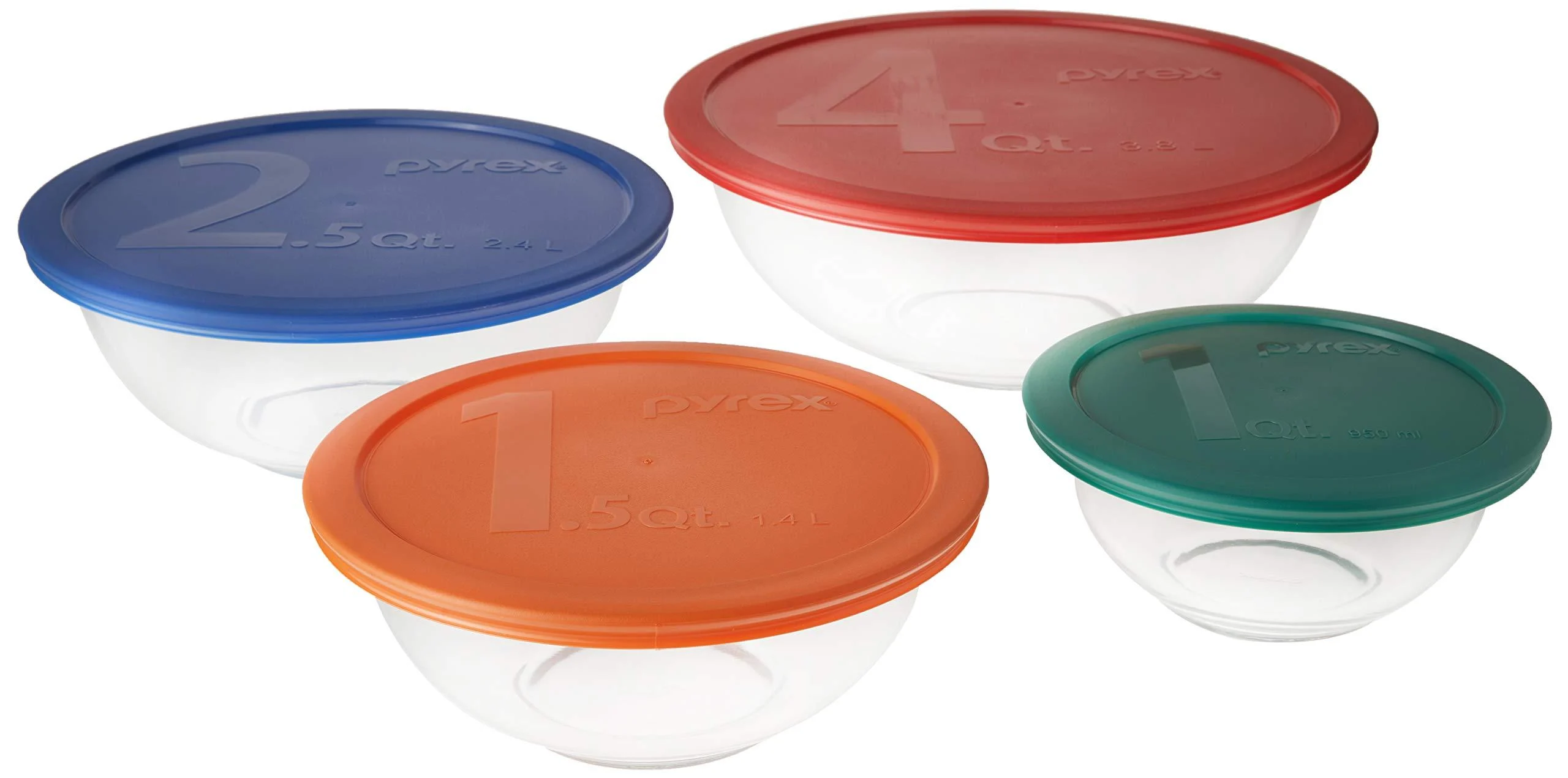 Pyrex 8Pc Smart Essentials Mixing Bowl Set Includes 4 Bowls And Covers Earplugs 15 cm Black (Black) 15 centimeters
