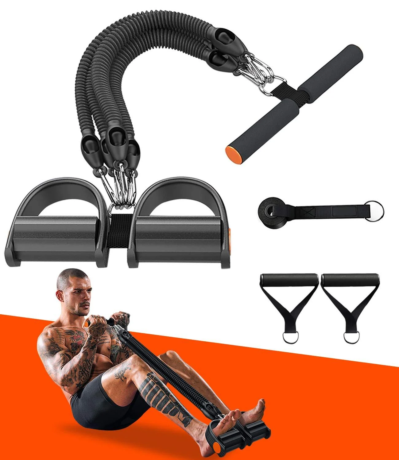 Pedal Resistance Band Exercise Bands with Handles Elastic Sit up Pull Rope for Waist Arm Leg Training Multi Function Rope Equipment for Home Fitness - EXF