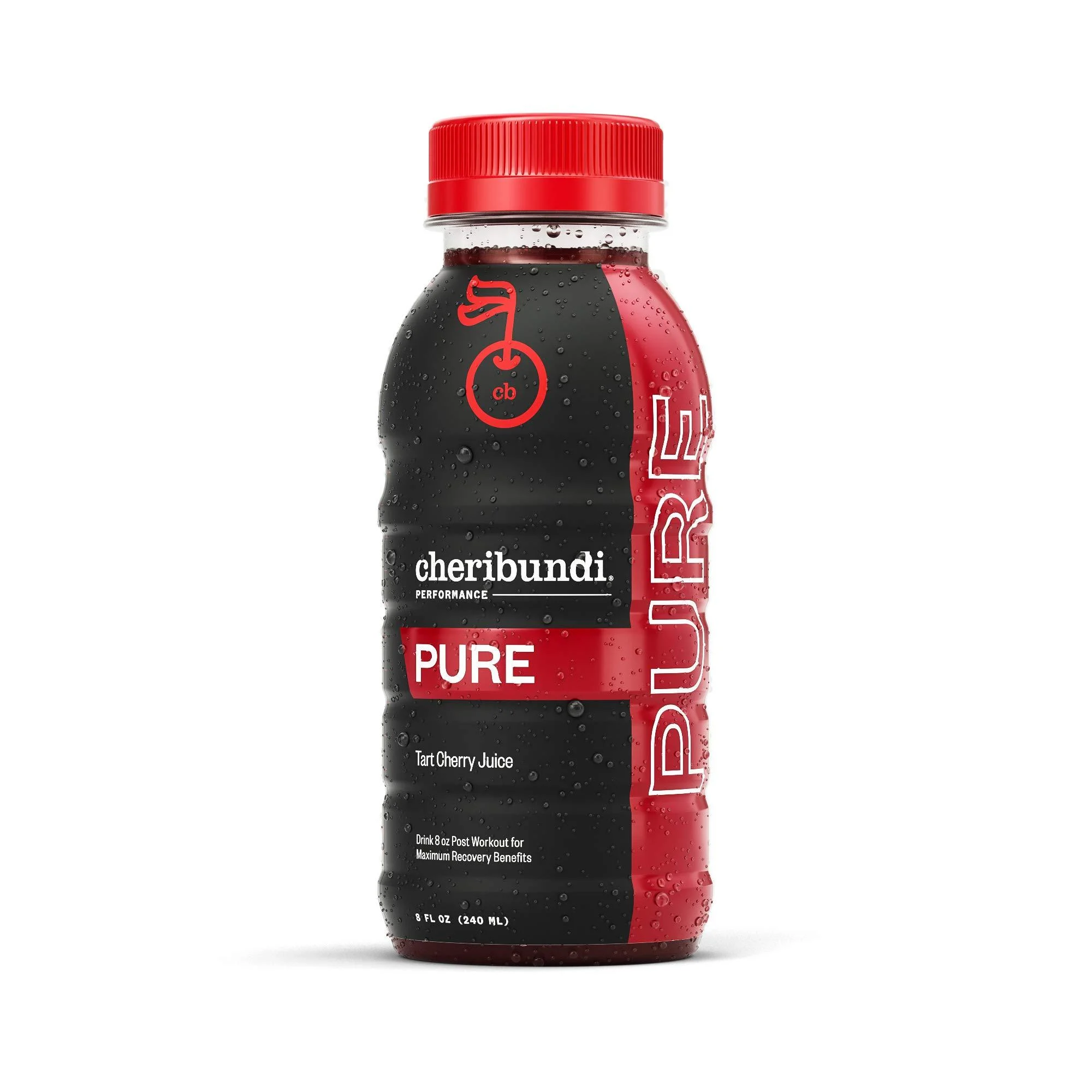 Cheribundi PURE Tart Cherry Juice - 100% Pure Tart Cherry Juice, No Sugar added - Pro Athlete Post Workout Recovery - Fight Inflammation and Support Muscle Recovery - 8 oz, 12 Pack 1 Count (Pack of 12) 12