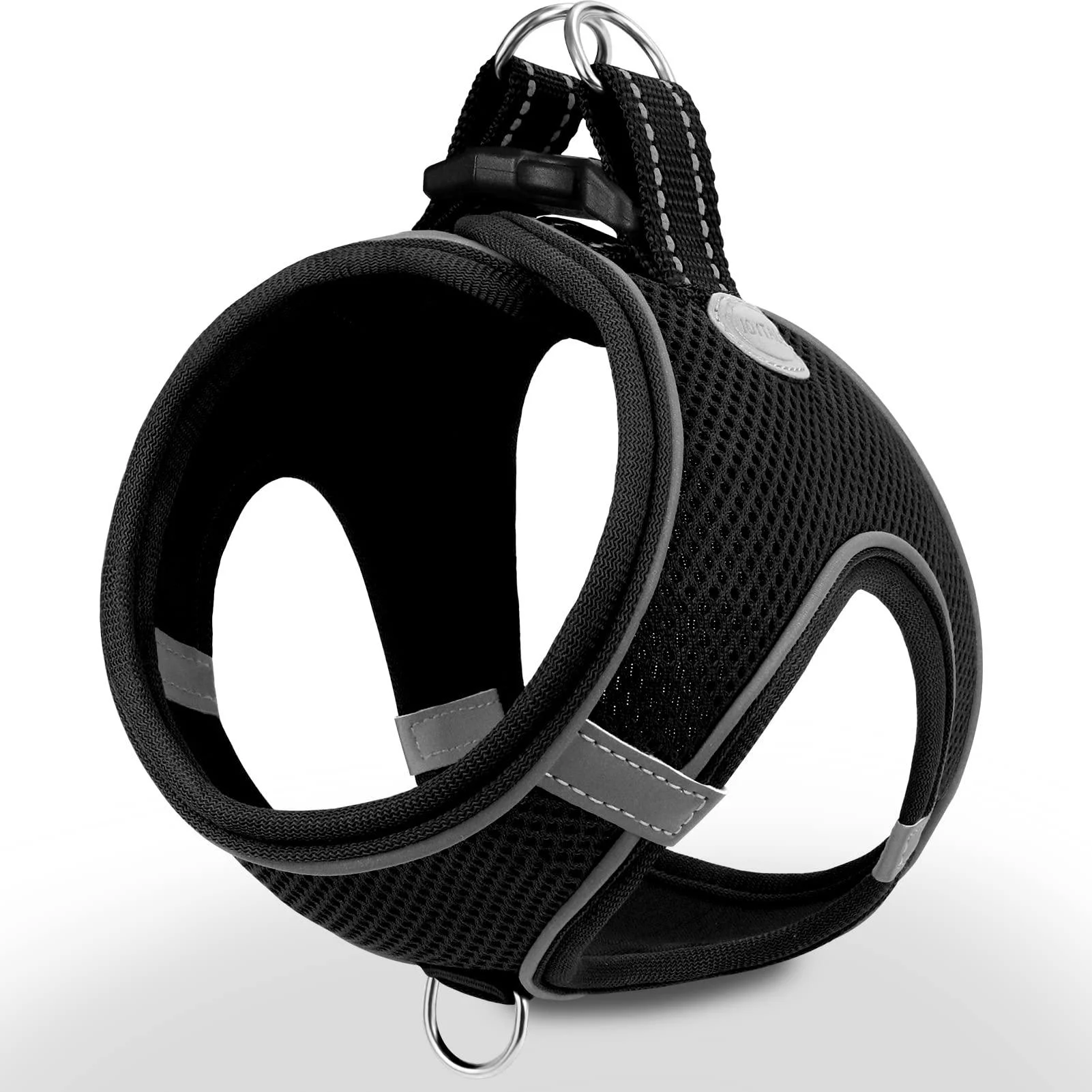 Joyal dog harness reflective soft padded dog dishes air-mesh breathable breast dishes for puppies small dogs XS black XS breast: 34-38cm black