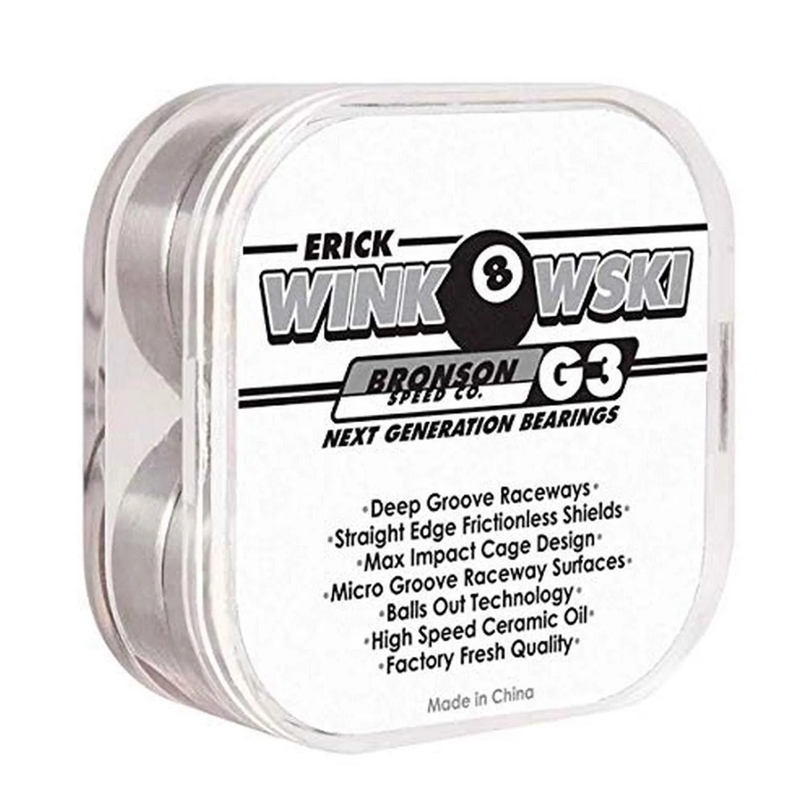Bronson Speed Co Erick Winkowski Pro G3 Skateboard Bearings Silver/black One Size