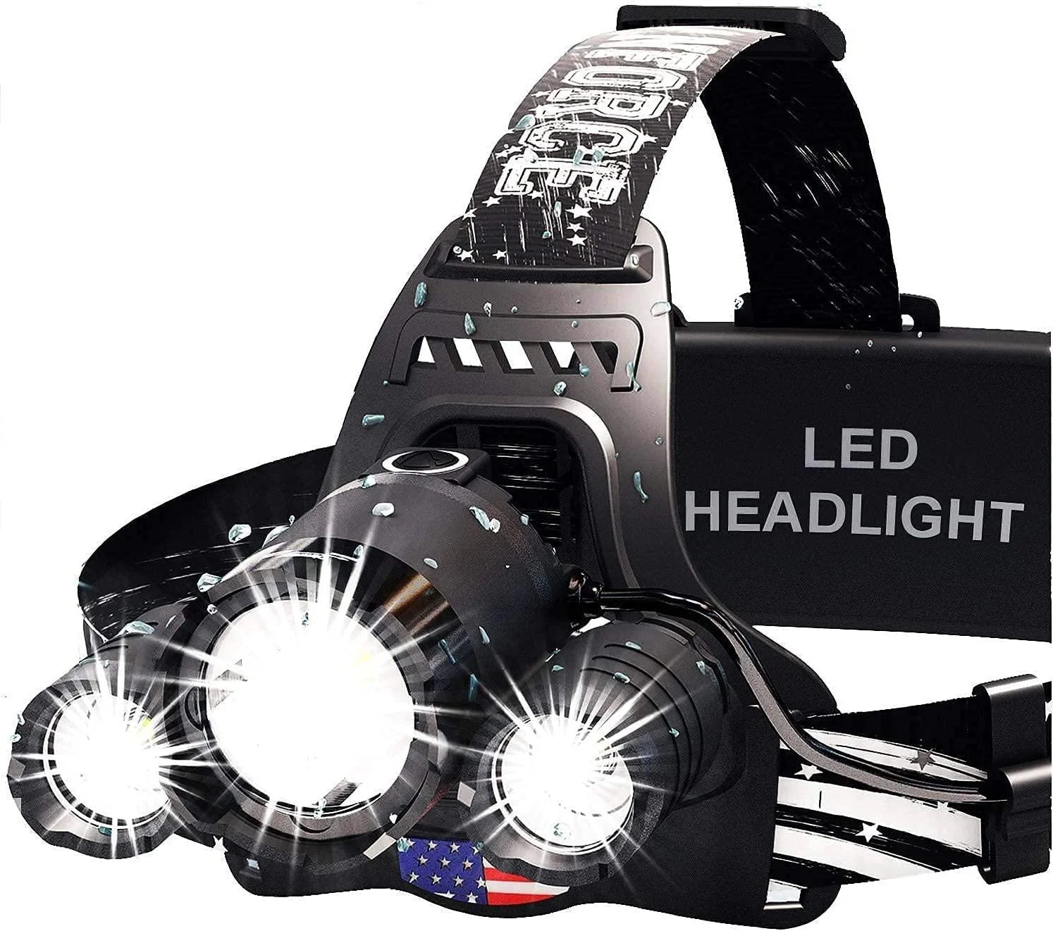 DanForce Headlamp. USB Rechargeable LED Head Lamp. Ultra Bright CREE 1080 Lumen Headlamp Flashlight + Red Light. HeadLamps for Adults, Camping, Outdoors & Hard Hat Light. Zoomable IPX54 Headlight Pluto