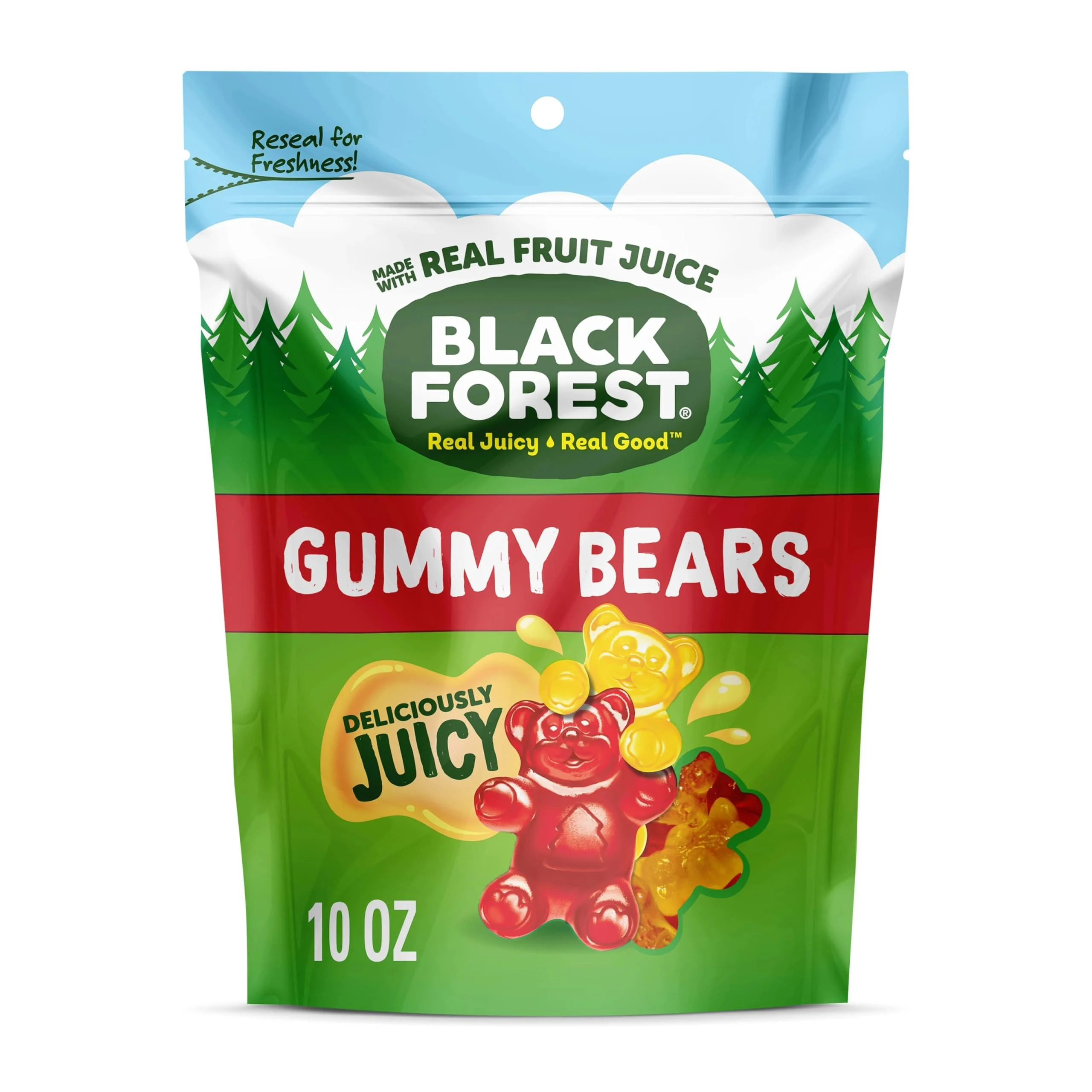 Black Forest Gummy Bears Fruit Flavor Deliciously Juicy Made with Real Fruit Juice 10 oz 10oz New