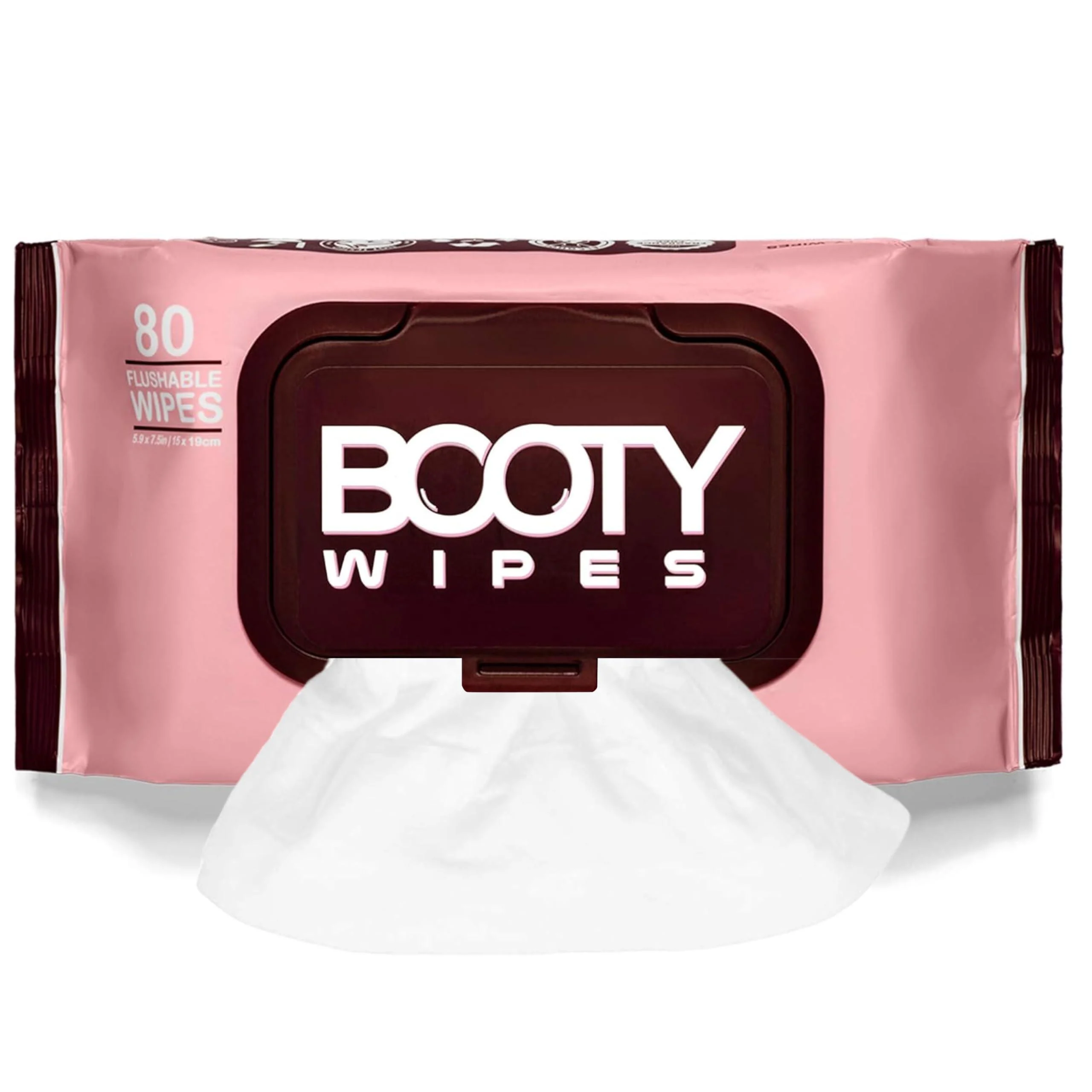Booty Brand Booty Wipes for Women - 80 count(pack of 1) Flushable Wipes for Adults - Premium Feminine Wet Wipes - pH Balanced & Infused with Vitamin-E & Aloe - Female Toilet Wipes - Flushable Safe 80 Count (Pack of 1)