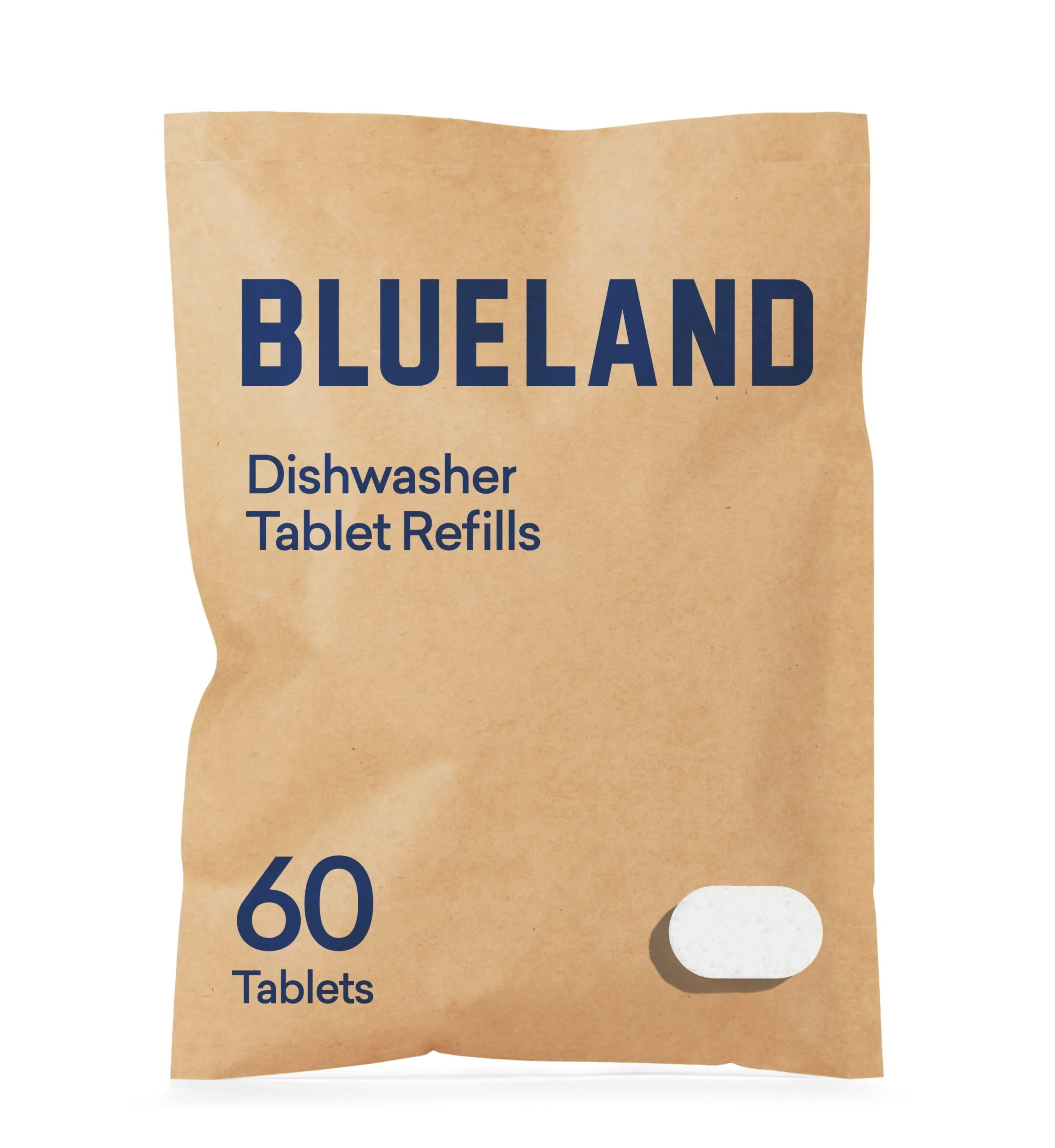 BLUELAND Dishwasher Detergent Tablet Refill 1 Pack - Plastic-Free & Eco Friendly Alternative to Liquid Pods or Sheets - Natural, Sustainable - 60 Washes 60 Tablet Refill