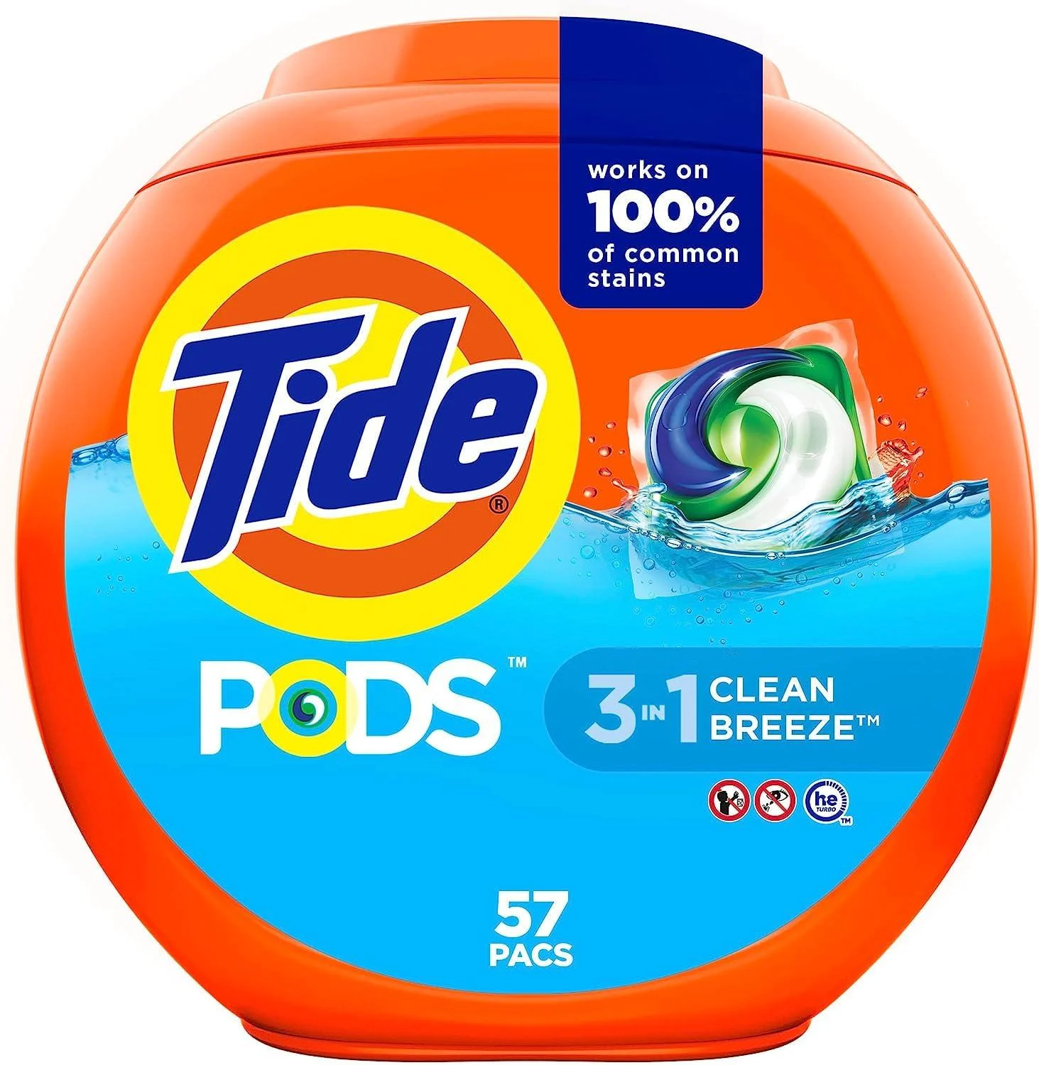 Tide Pods Laundry Detergent Clean Breeze 57 Pacs Capsules 46 Ounce