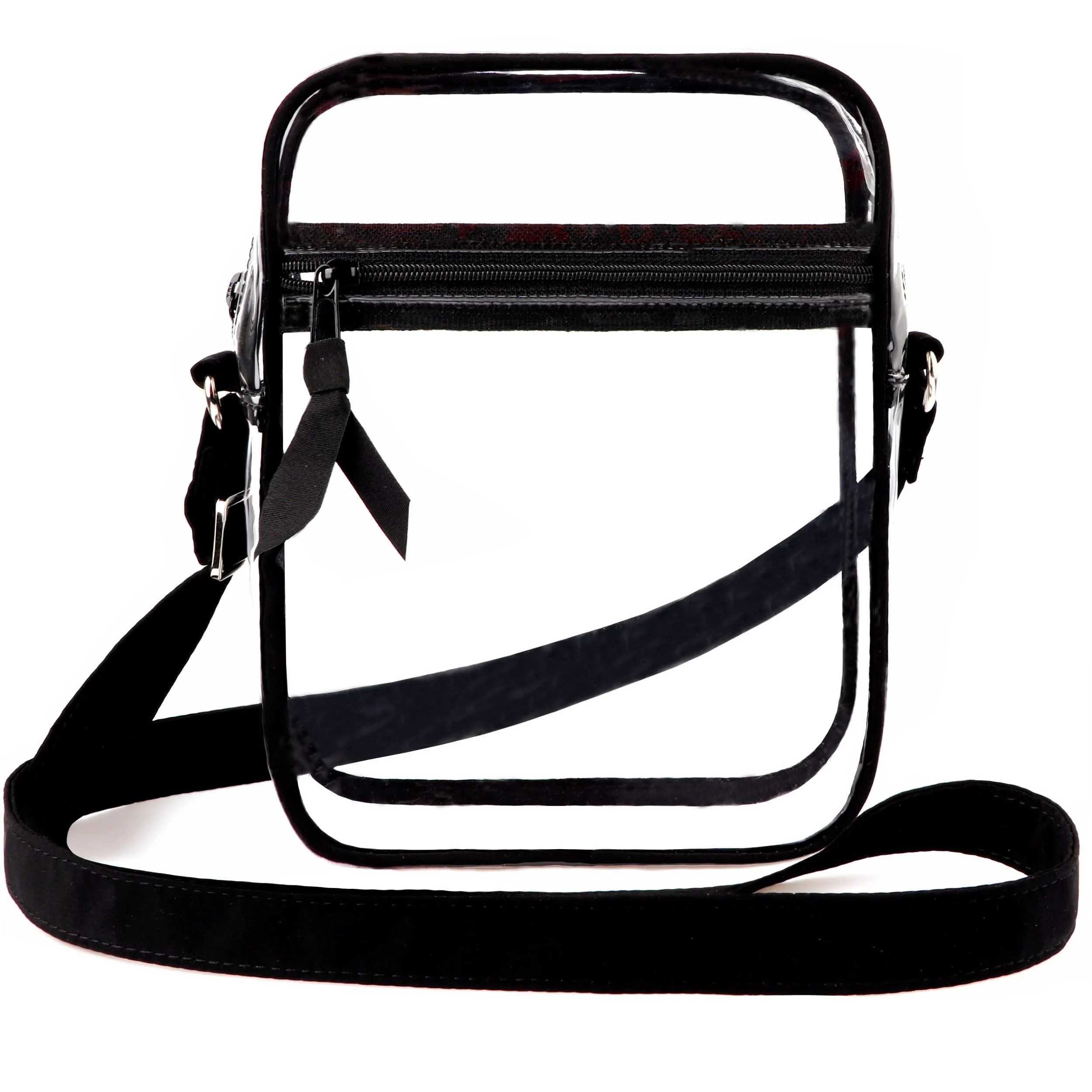 DONGGANGAJI Clear Crossbody Bag, Stadium Approved for Concerts,Clear Shoulder Bag Adjustable Strap With front pocket Black